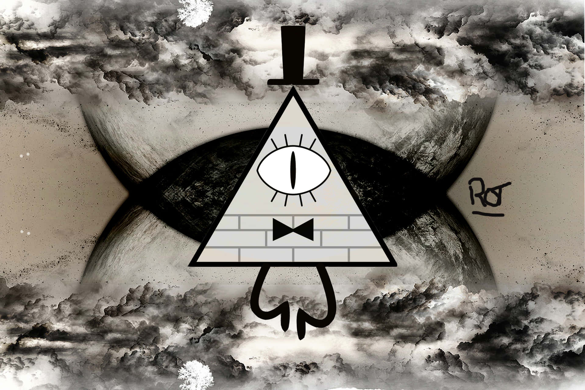 Bill Cipher, triangular character, single eye, Full HD Desktop Wallpaper