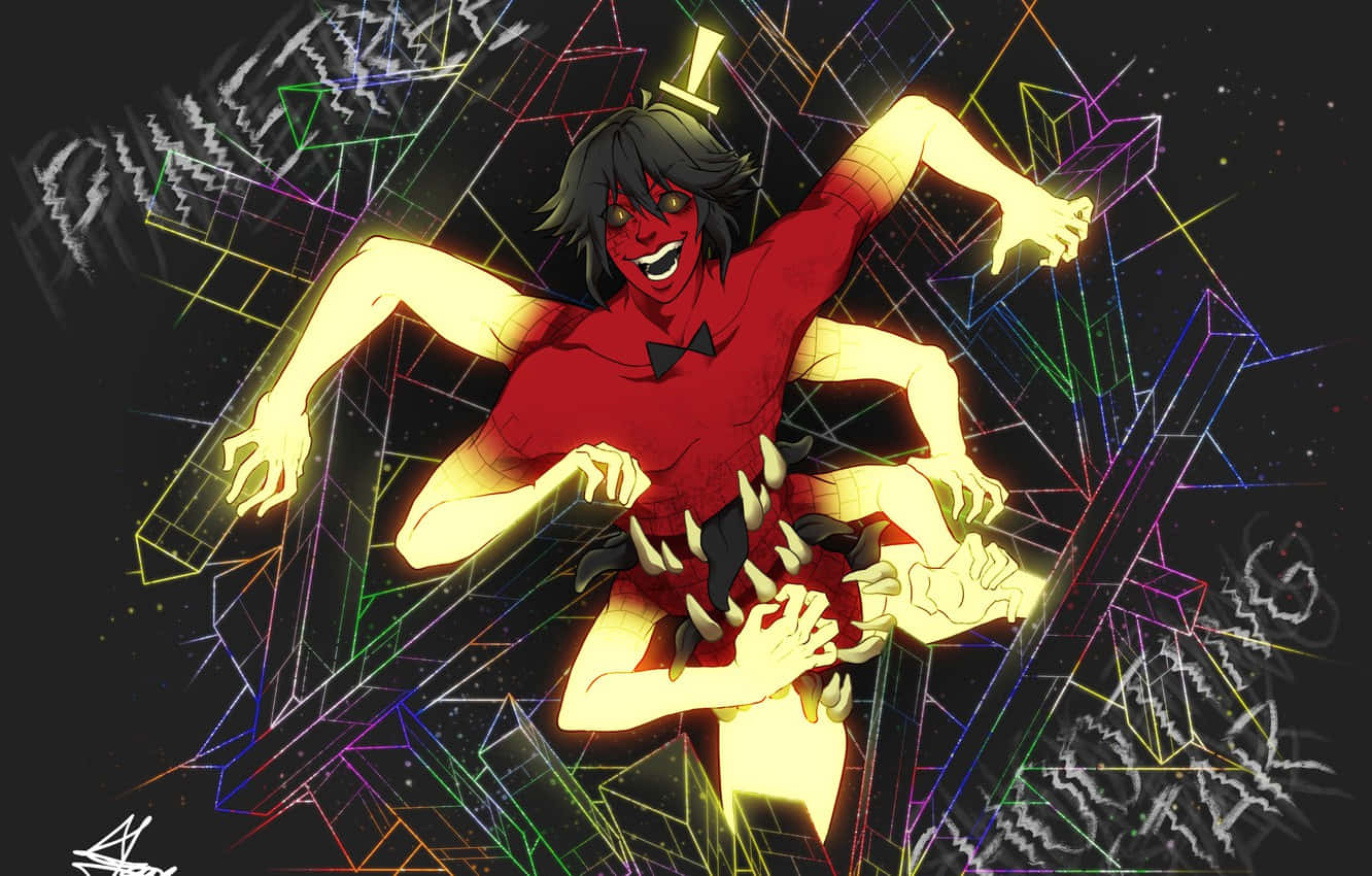 Bill Cipher, red-skinned, glowing eyes, HD Desktop Wallpaper