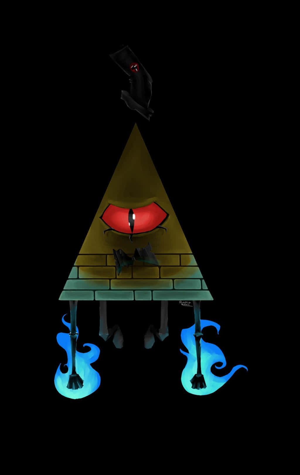 Bill Cipher, red eyes, blue flames, HD Phone Wallpaper