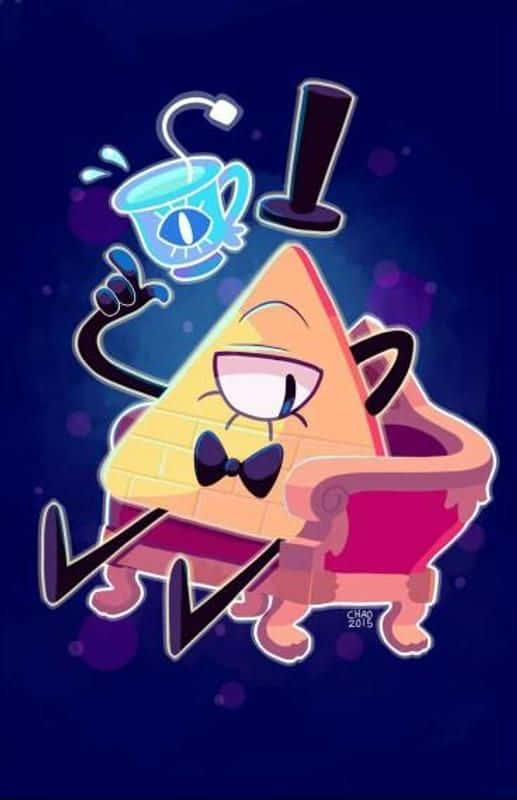 Bill Cipher, yellow triangular character, bowtie, SD Phone Wallpaper