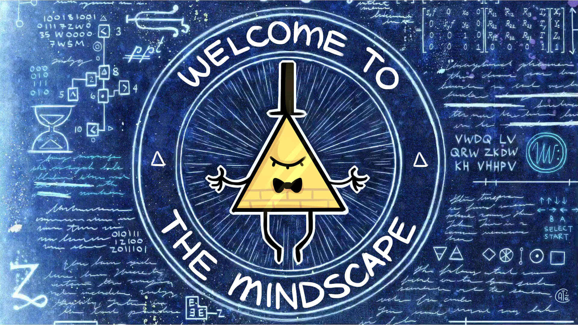Bill Cipher, yellow triangle, arms and bowtie, Full HD Desktop Wallpaper