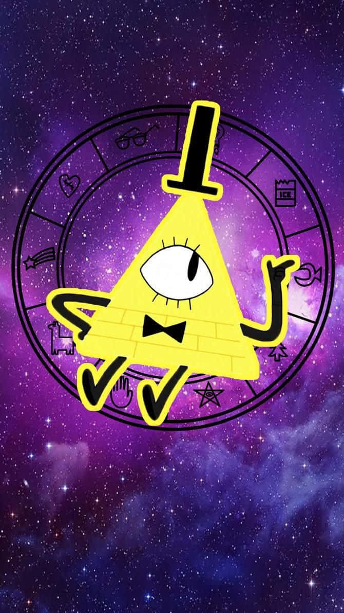 Bill Cipher, zodiac wheel, purple starry space background, SD Phone Wallpaper