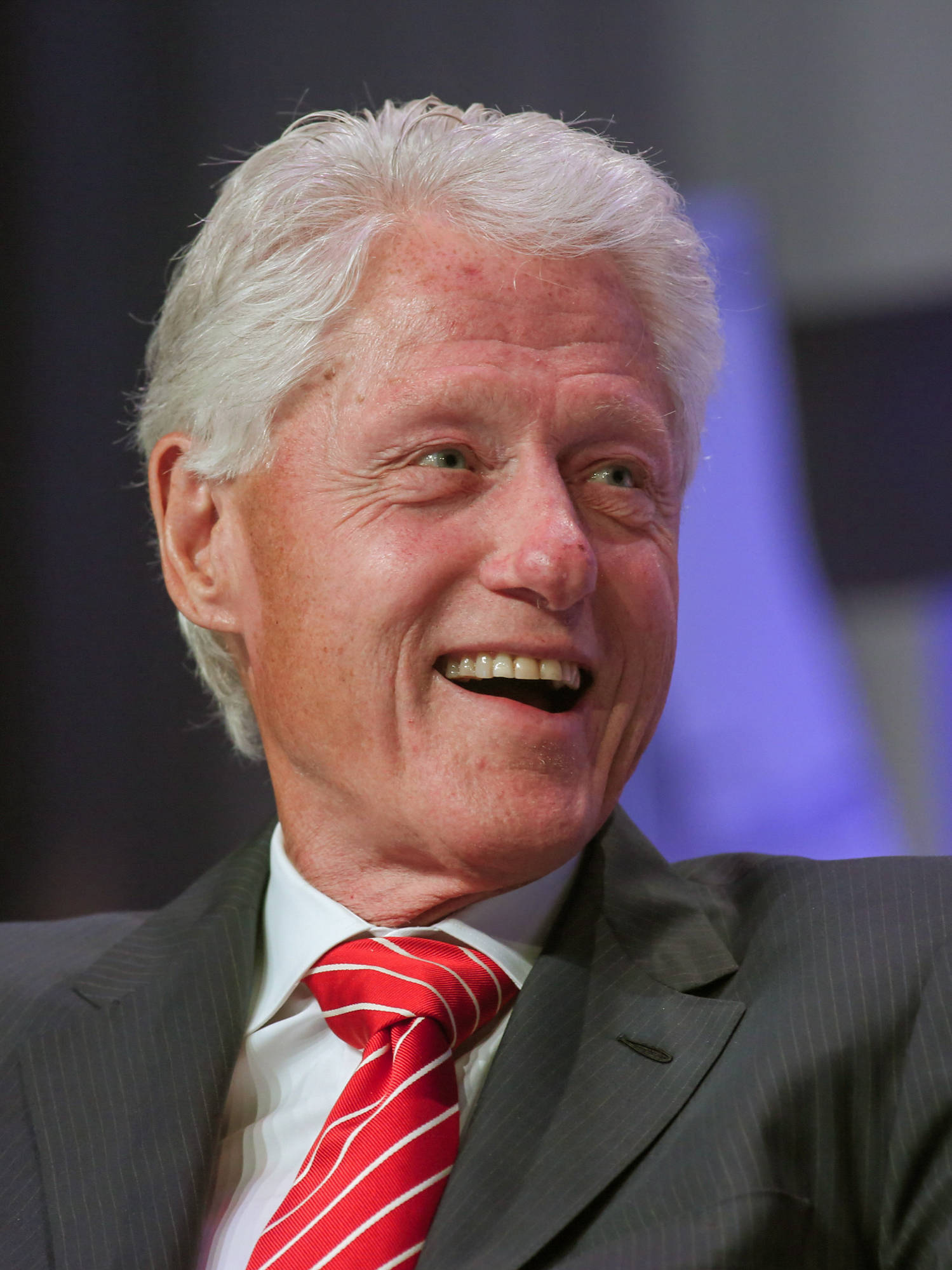 Bill Clinton, gray suit, red striped tie, Full HD Phone Wallpaper