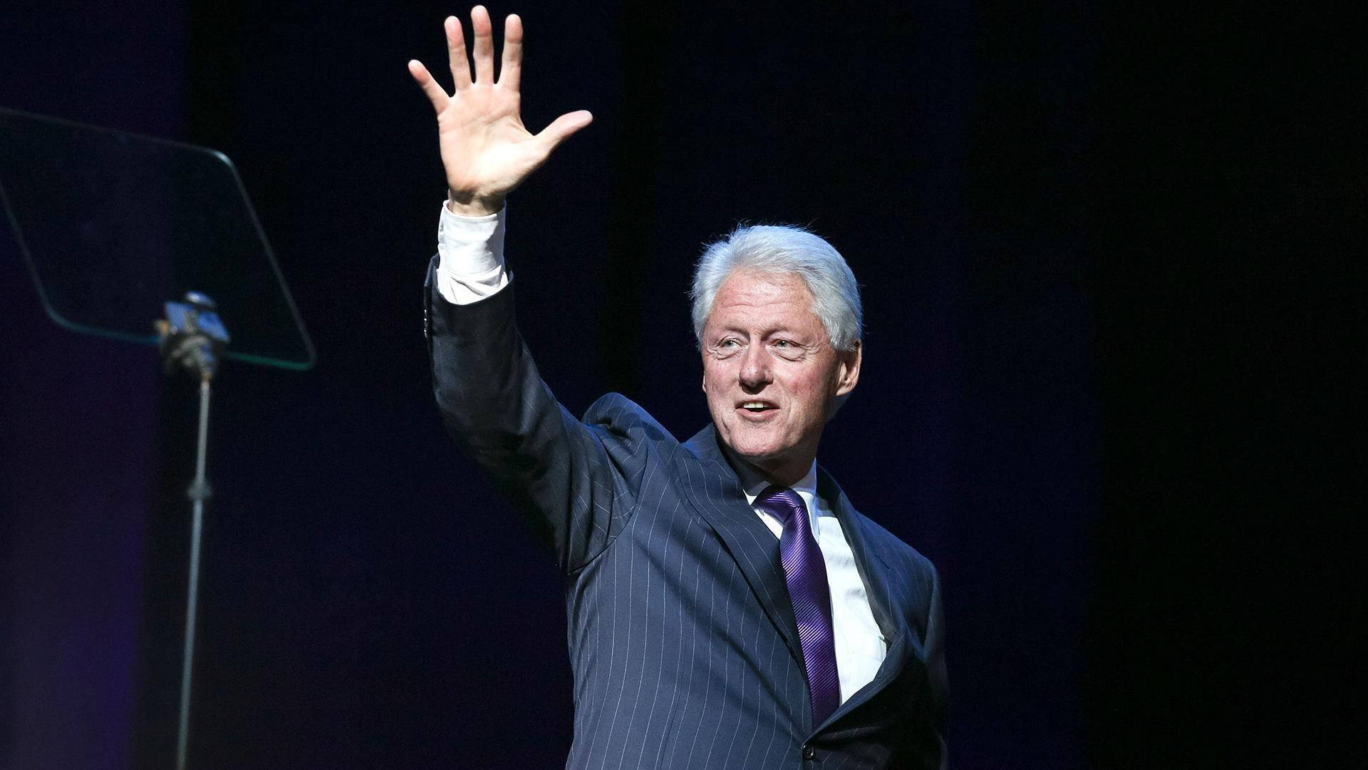 Bill Clinton, waving, stage lights, Full HD Desktop Wallpaper