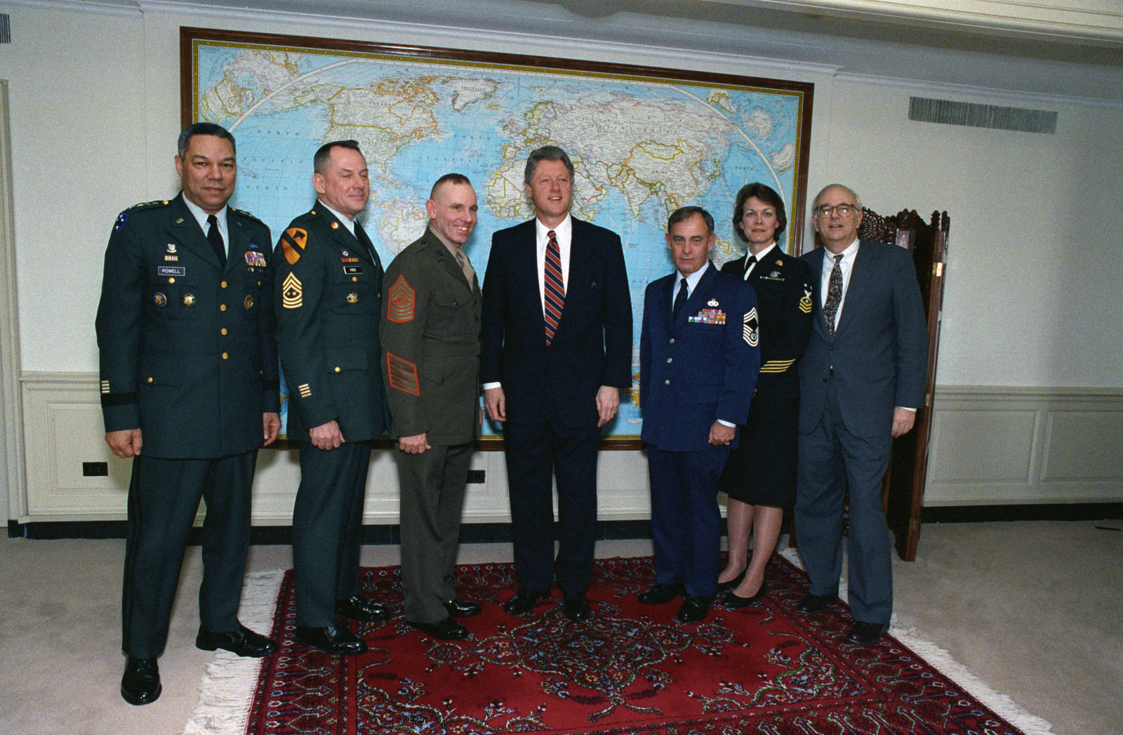 Bill Clinton, military officials, formally dressed, HD Desktop Wallpaper