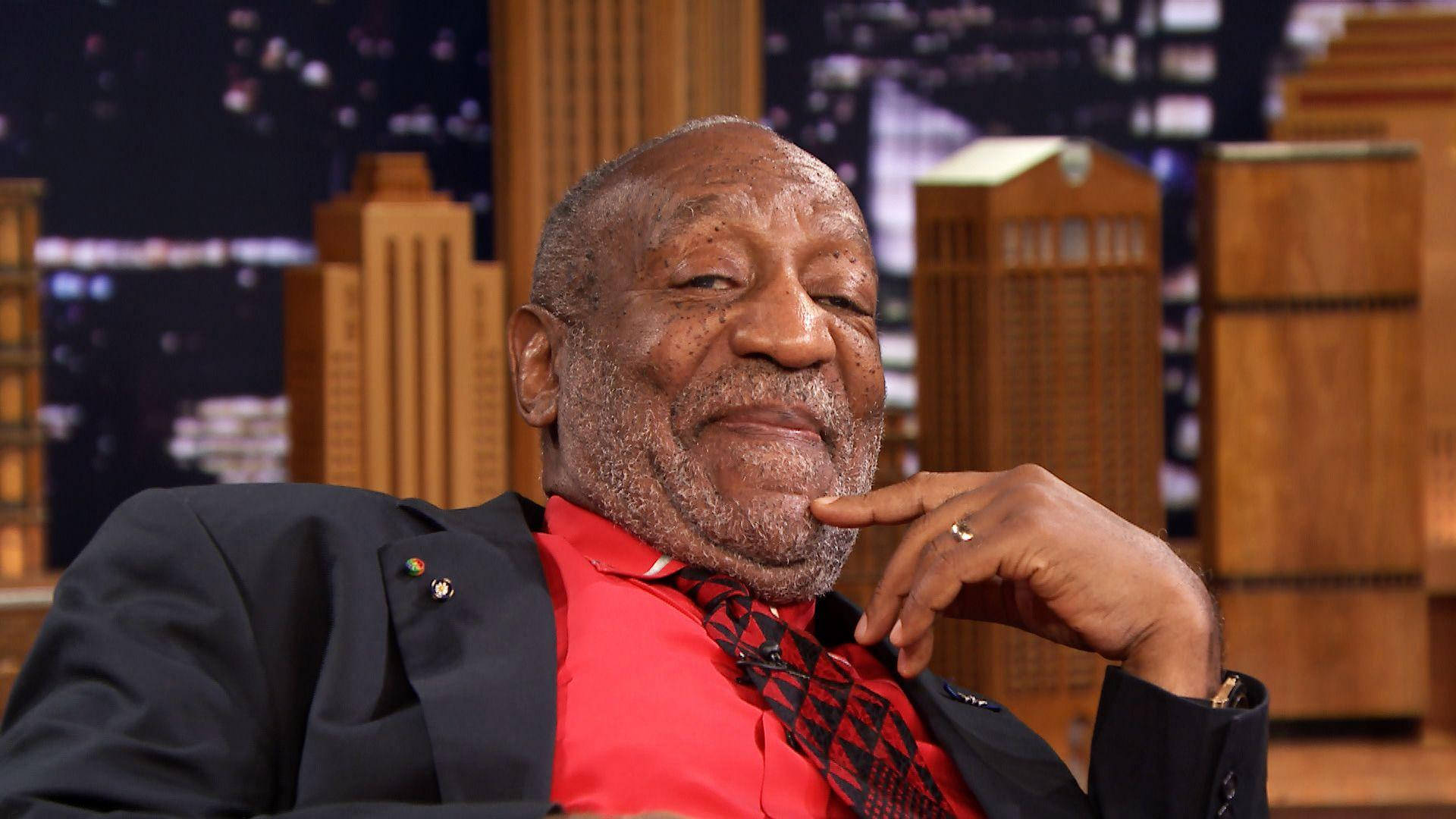 Bill Cosby, red shirt, black suit, Full HD Desktop Wallpaper