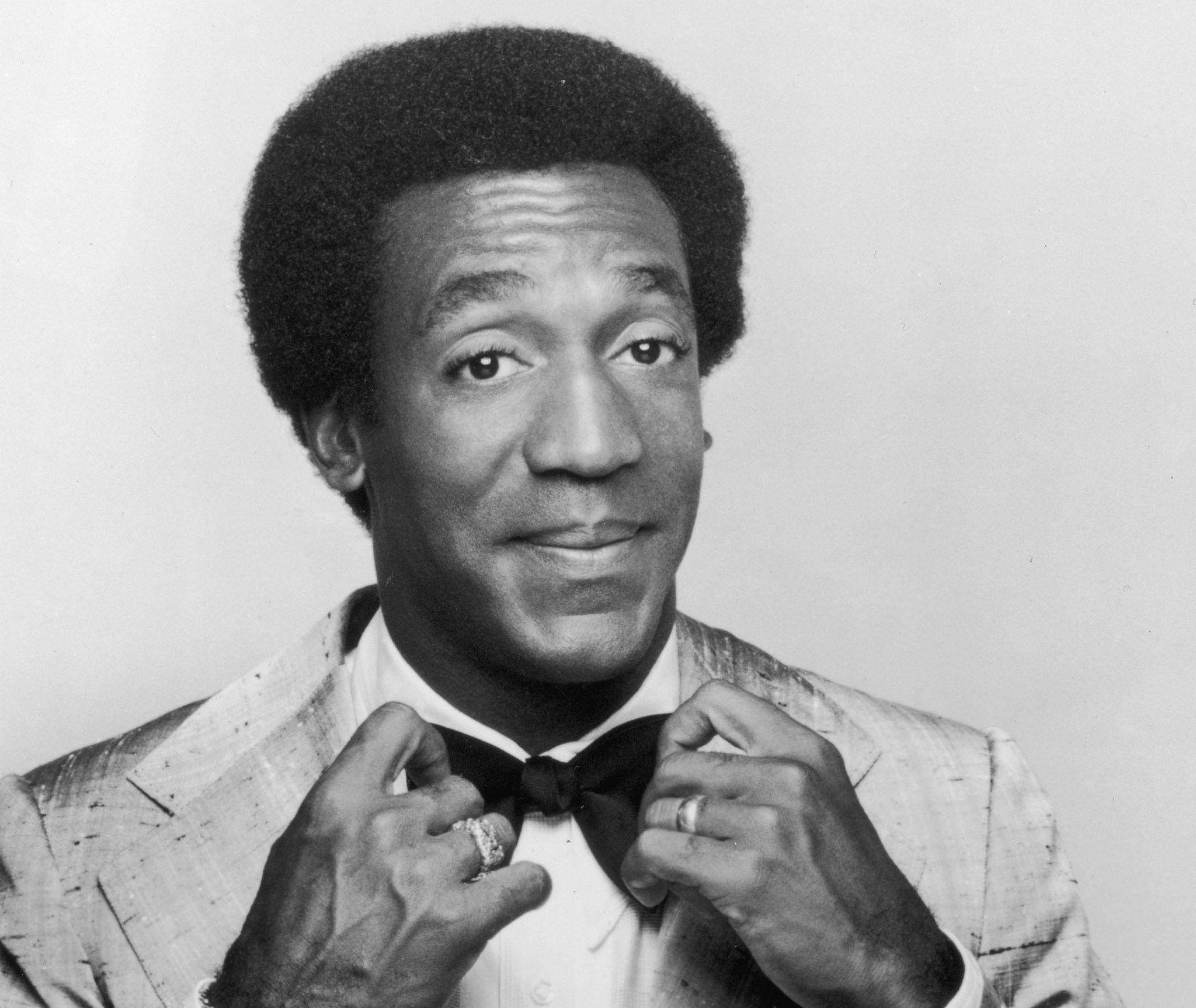 Bill Cosby, black and white portrait, smiling man, Full HD Desktop Wallpaper