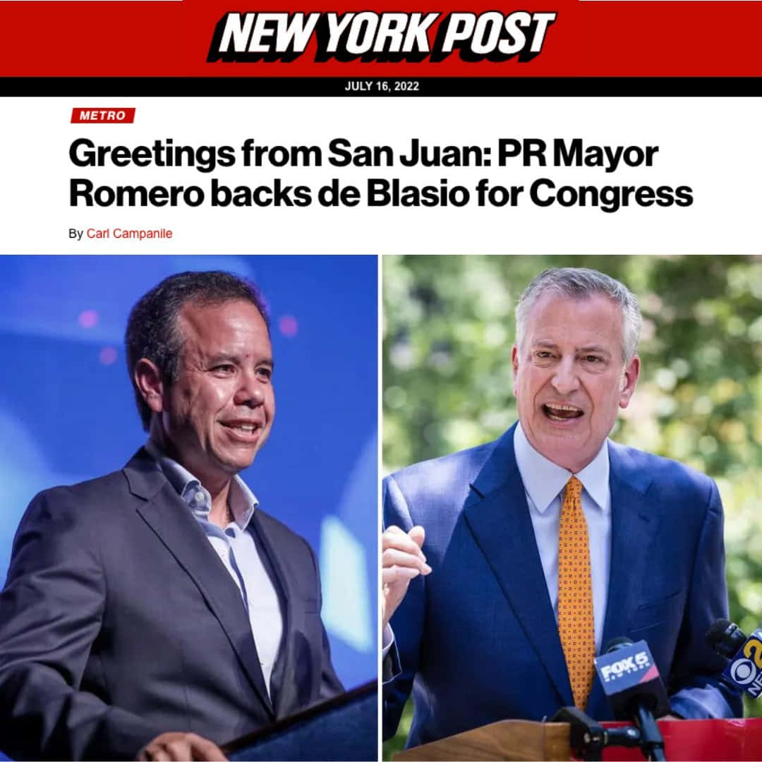 Bill De Blasio, blue lights, green foliage, SD Desktop Wallpaper