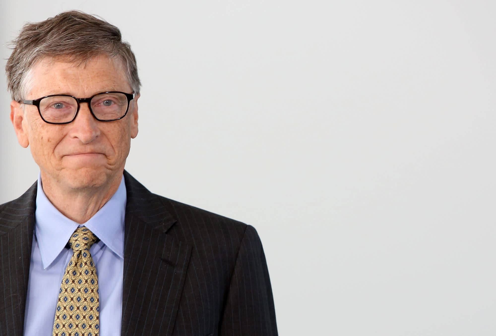 Bill Gates, dark pinstripe suit, patterned tie, Full HD Desktop Wallpaper