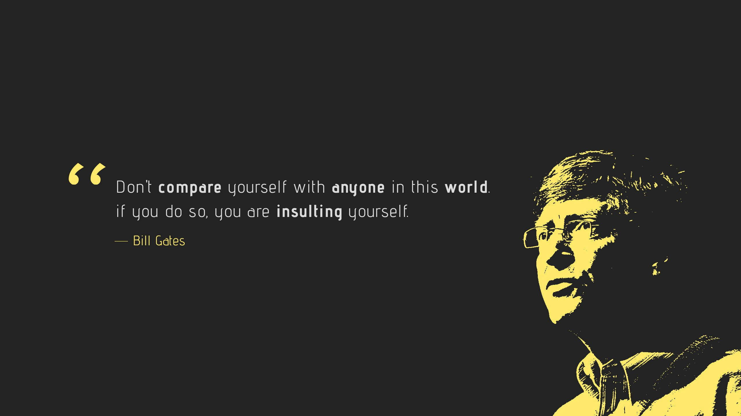 Bill Gates, yellow silhouette, dark background, 2K Desktop Wallpaper