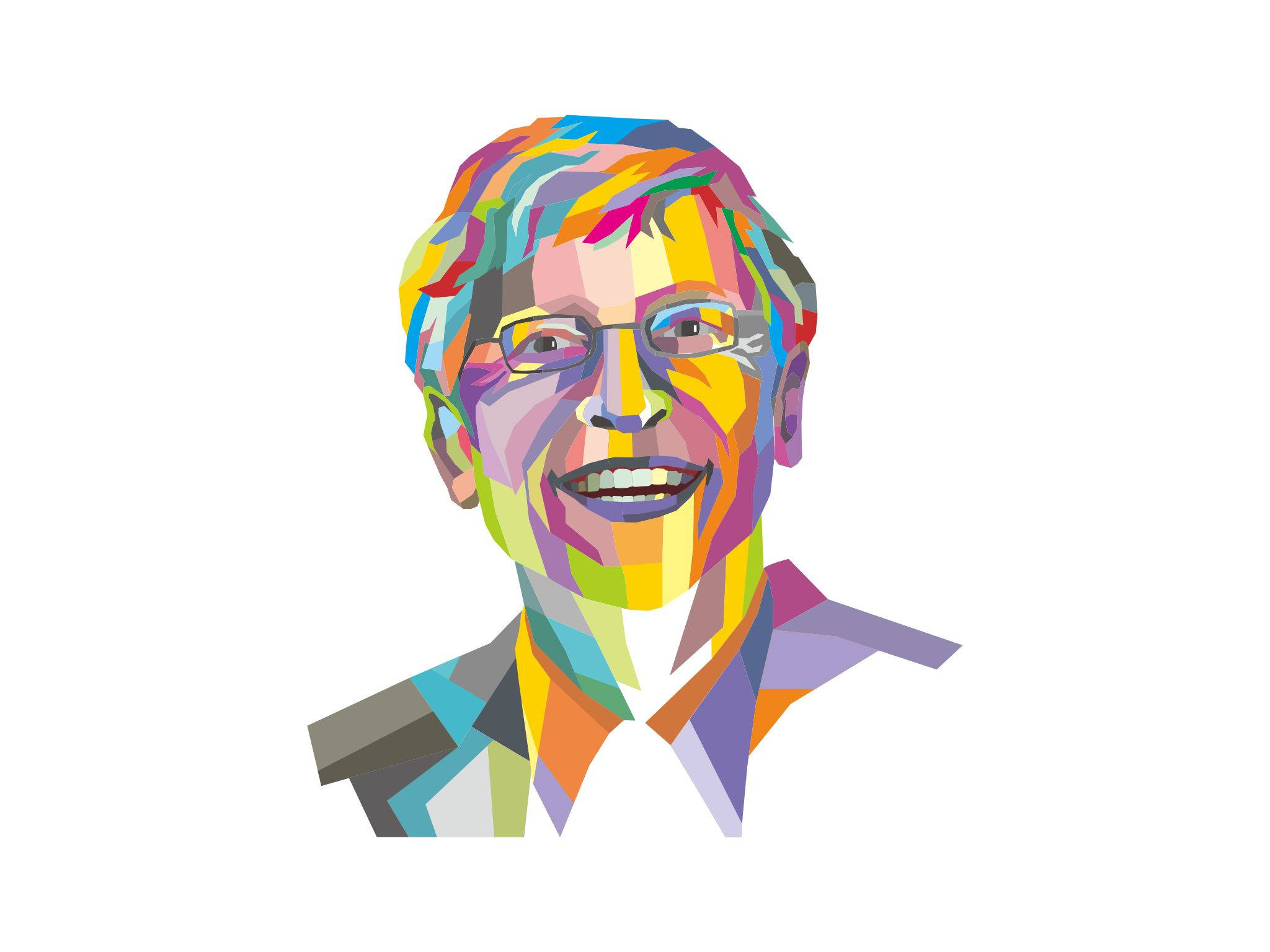 Bill Gates, vector art, geometric portrait, Full HD Desktop Wallpaper
