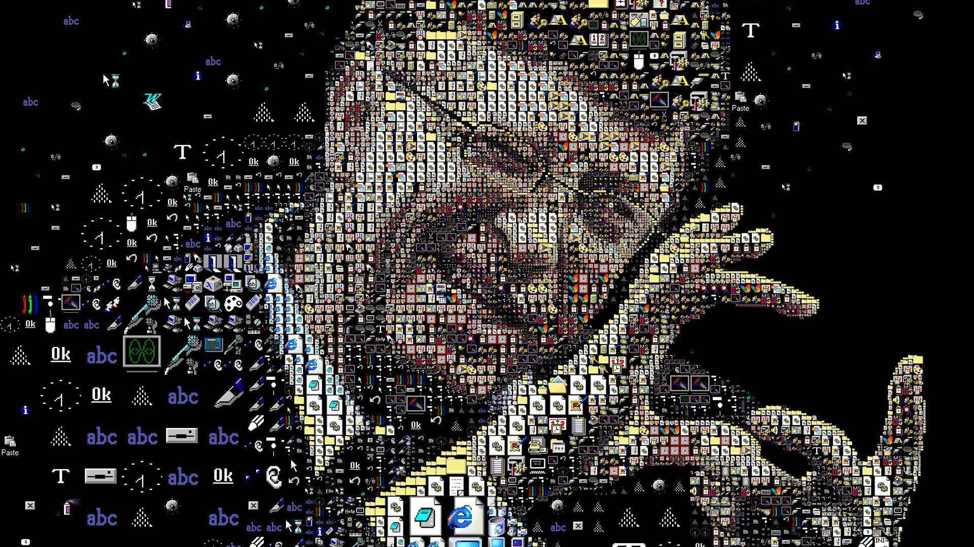 Bill Gates, pixelated, digital icons, Full HD Desktop Wallpaper