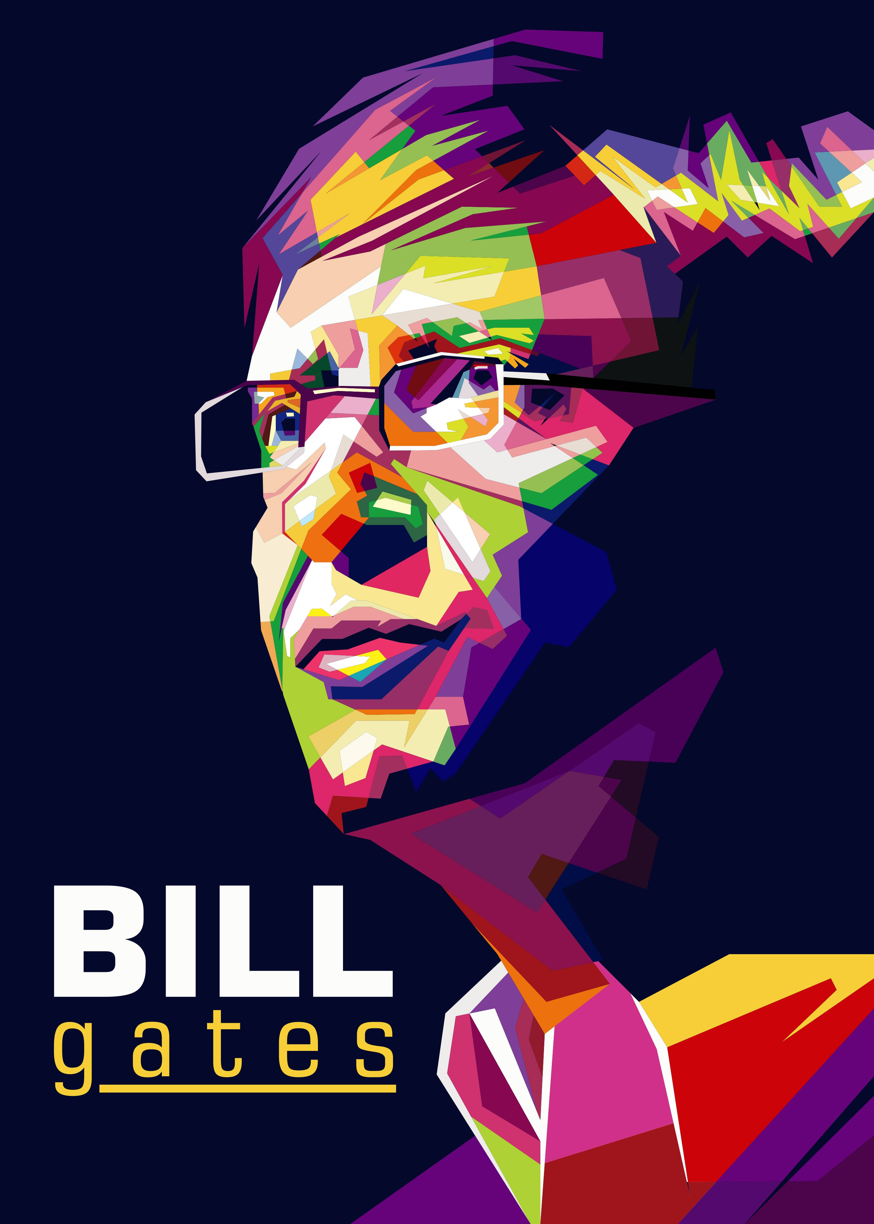 Bill Gates, Pop Art, geometric portrait, 4K Phone Wallpaper