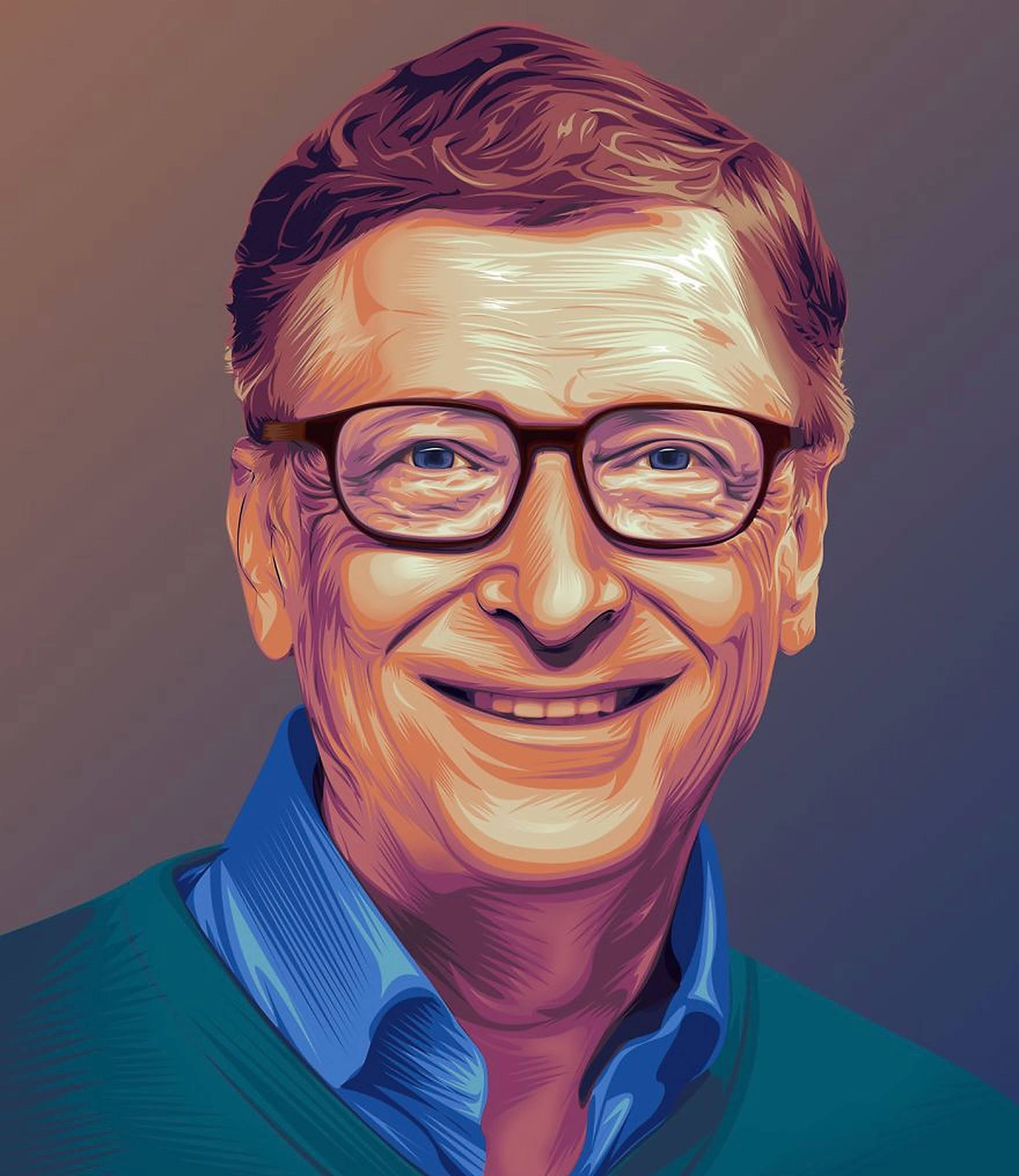 Bill Gates, realistic digital art, glasses, Full HD Phone Wallpaper