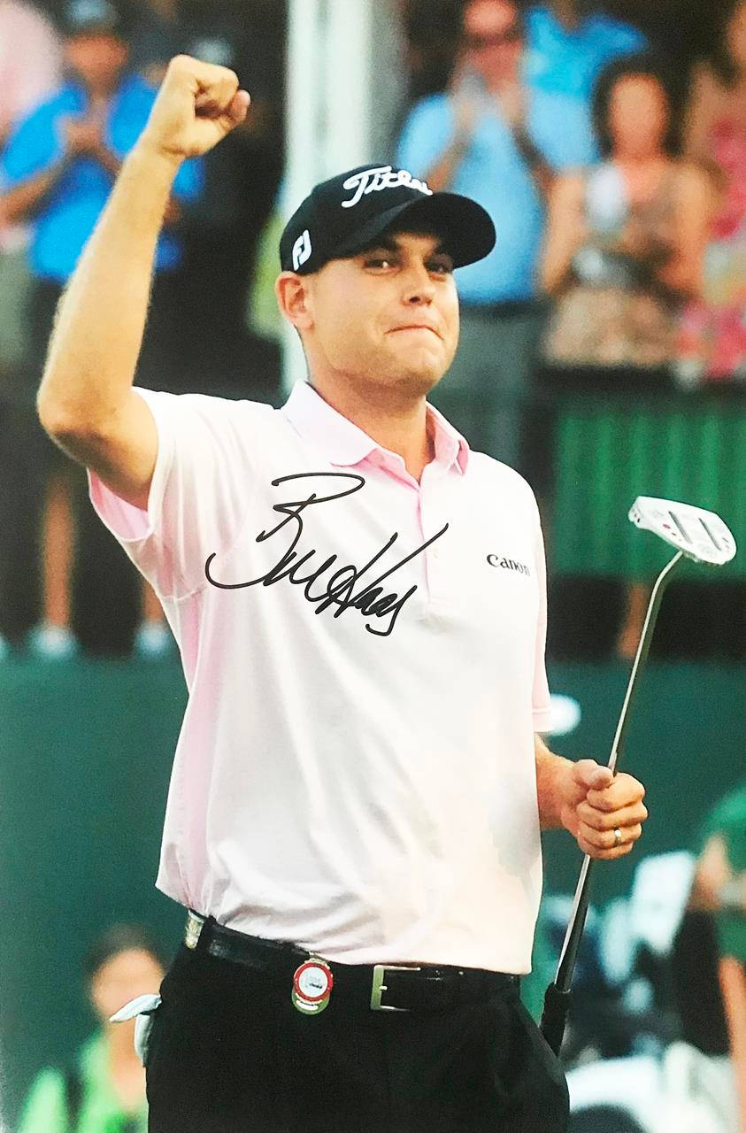 Bill Haas, pink shirt, black cap, HD Phone Wallpaper