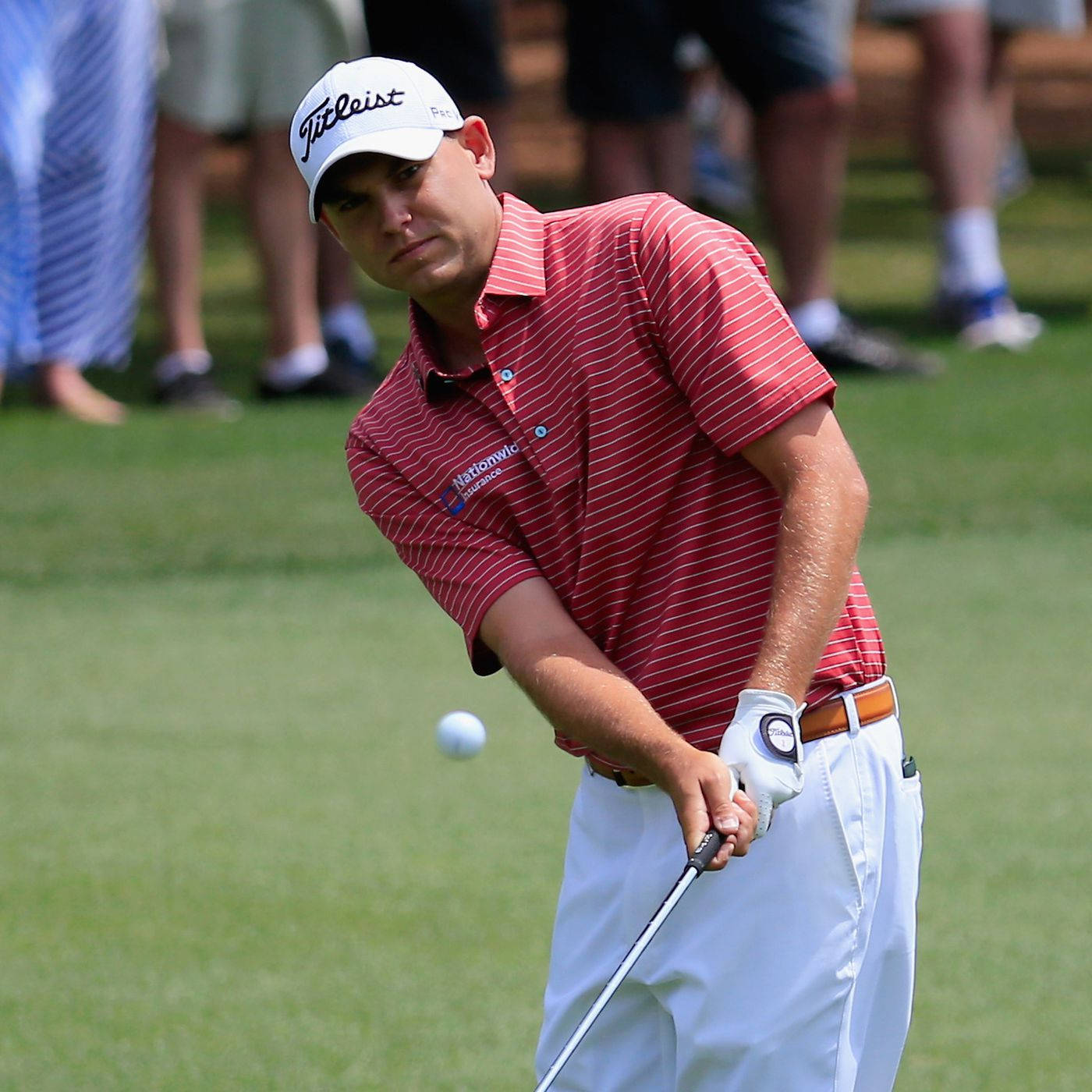 Bill Haas, red striped shirt, white cap, HD Desktop Wallpaper