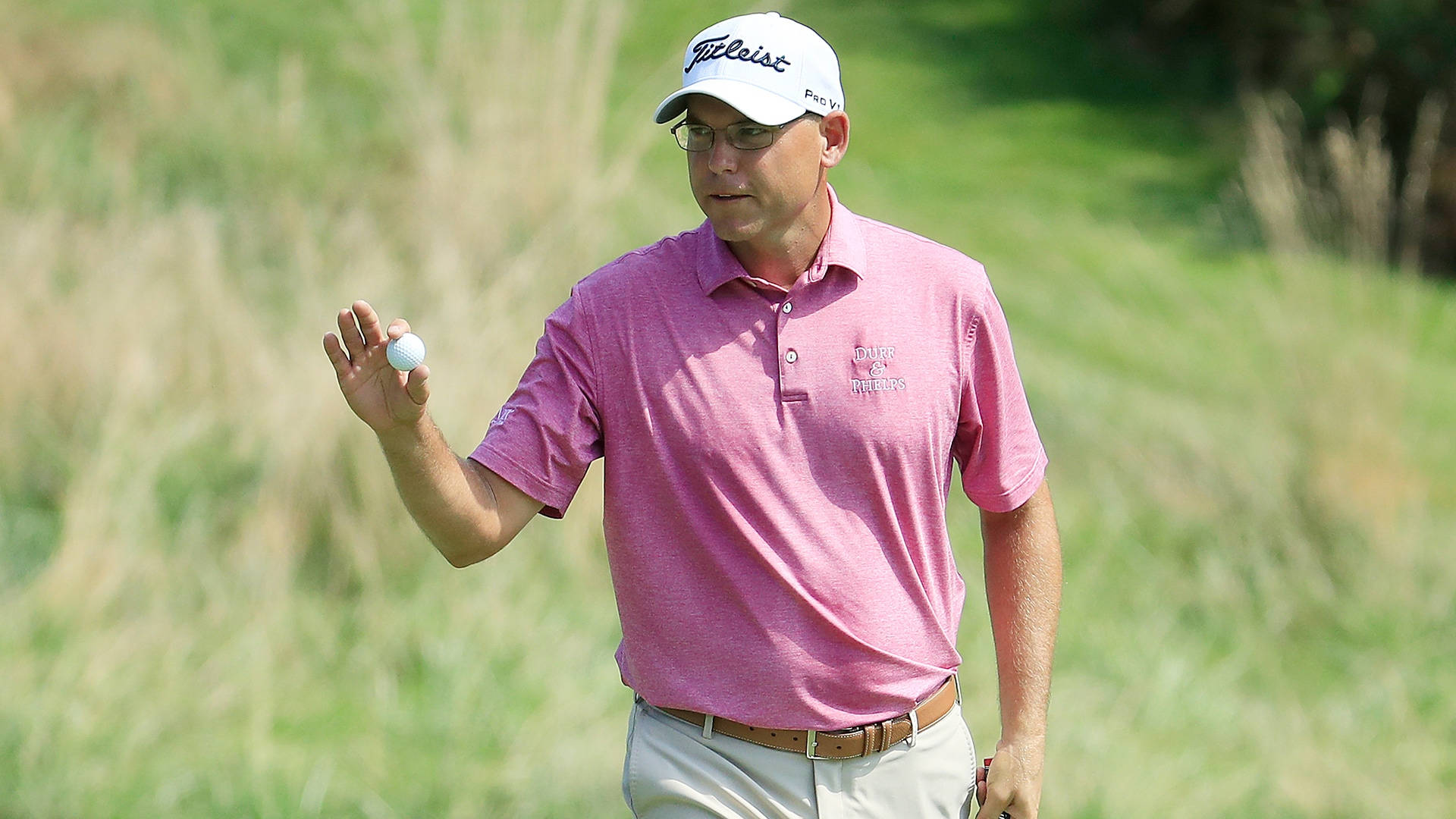 Bill Haas, pink polo shirt, golf ball, Full HD Desktop Wallpaper