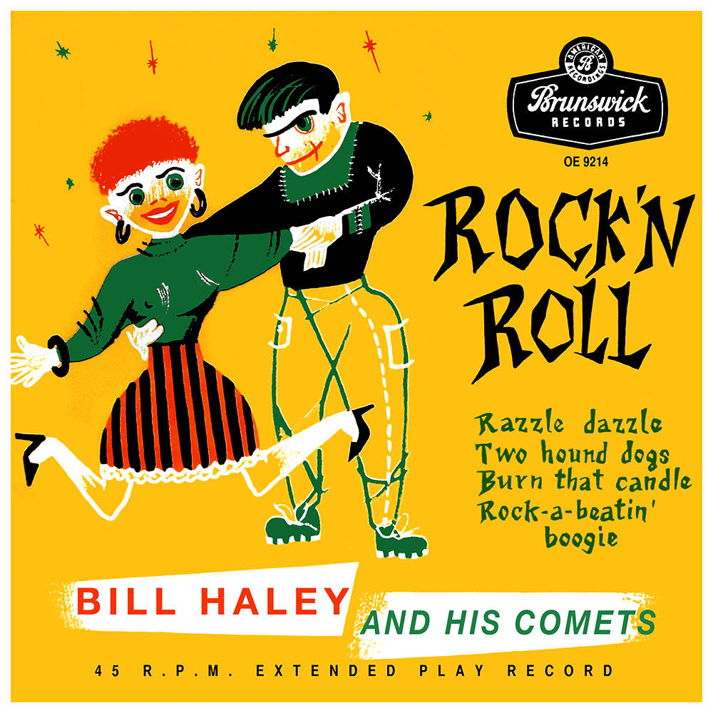 Bill Haley And The Comets, 1950s, yellow background, SD Desktop Wallpaper