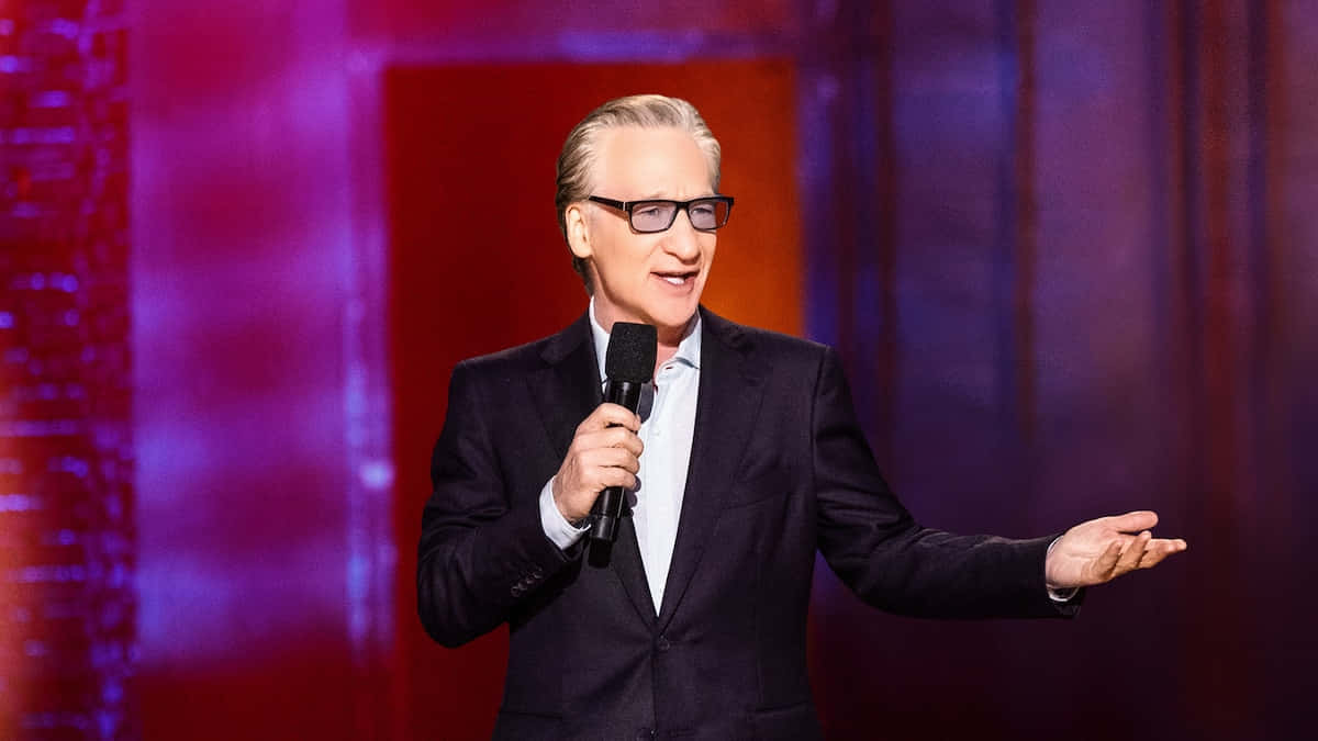 Bill Maher, dark suit, glasses, SD Desktop Wallpaper