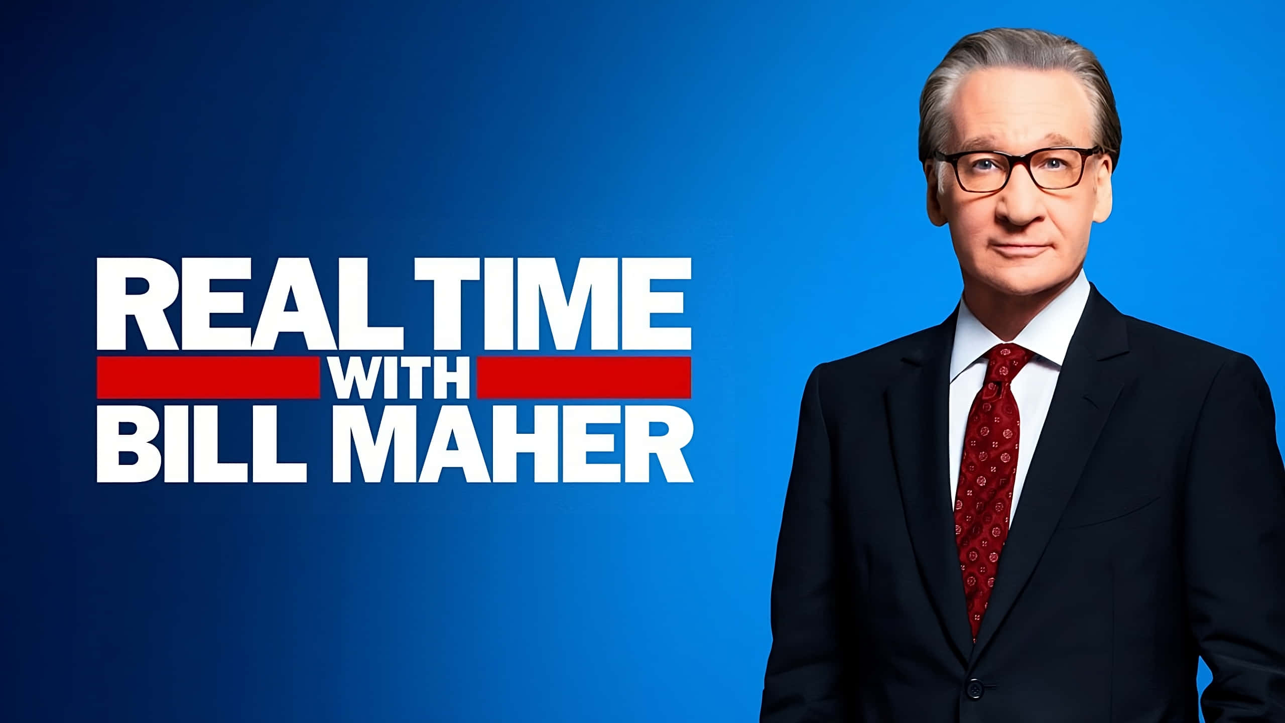 Bill Maher, dark suit, red tie, 2K Desktop Wallpaper