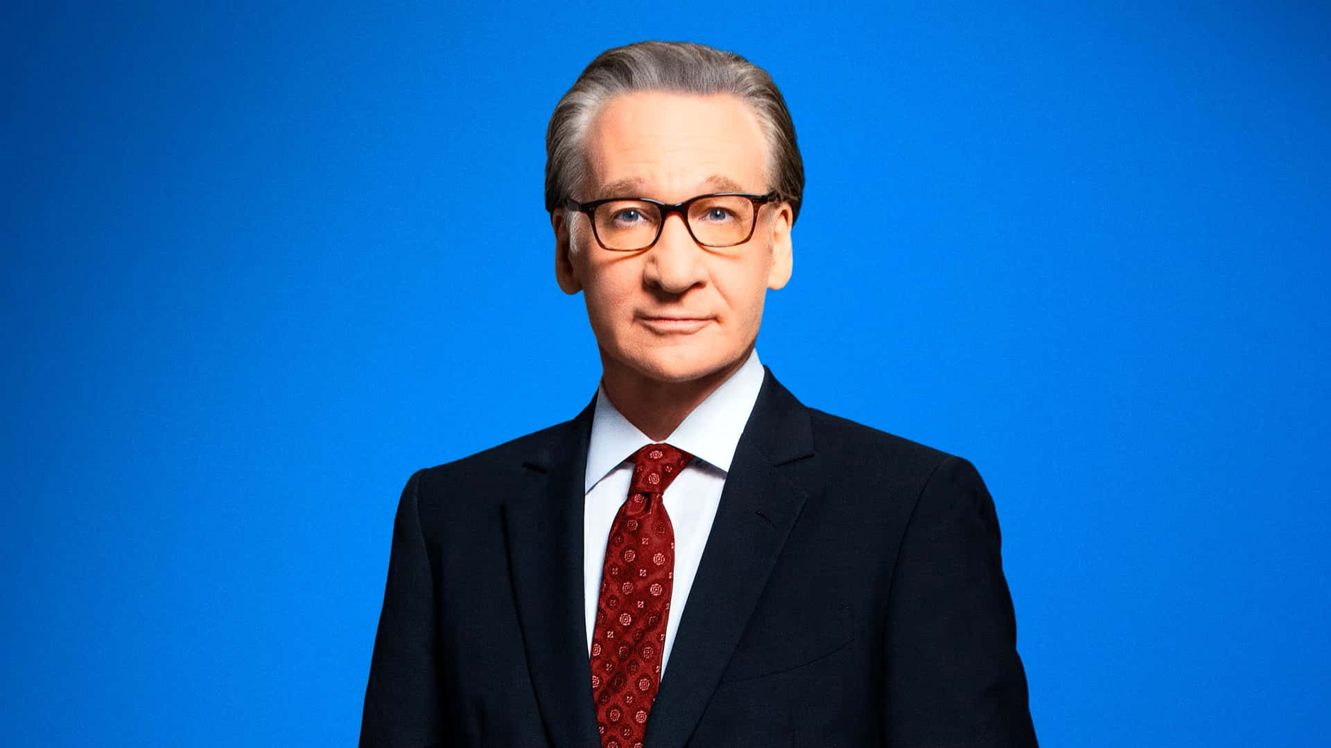 Bill Maher, dark suit, red patterned tie, Full HD Desktop Wallpaper