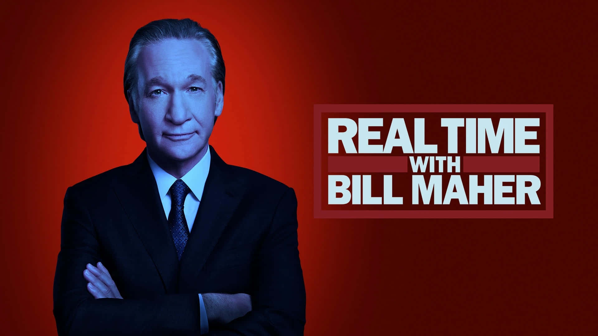 Bill Maher, dark suit, bold red background, Full HD Desktop Wallpaper