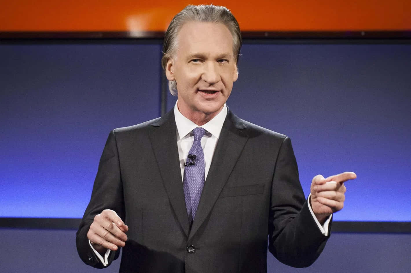 Bill Maher, dark suit, purple tie, HD Desktop Wallpaper