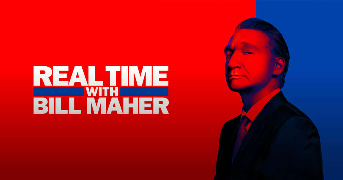 Bill Maher, suit, bold red and blue background, SD Desktop Wallpaper