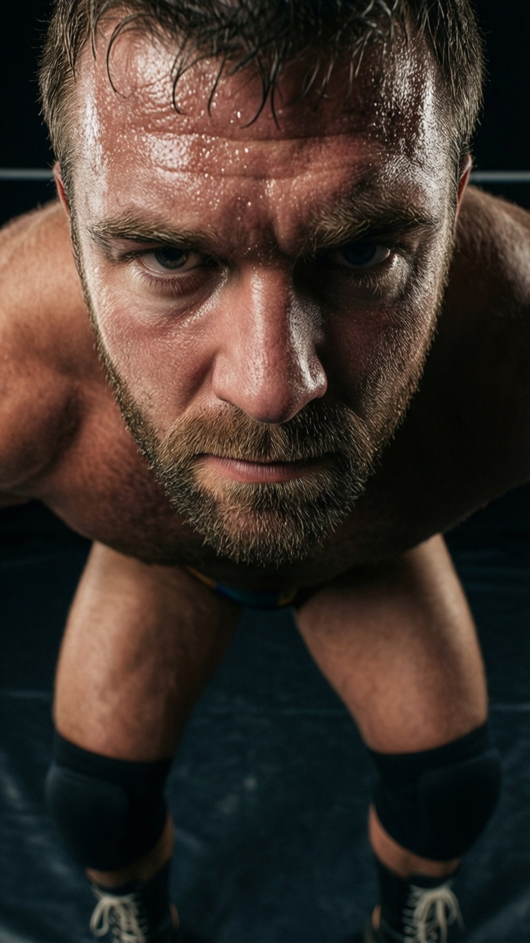 Bill Miller, intense stare, sweaty muscular wrestler, Full HD Phone Wallpaper