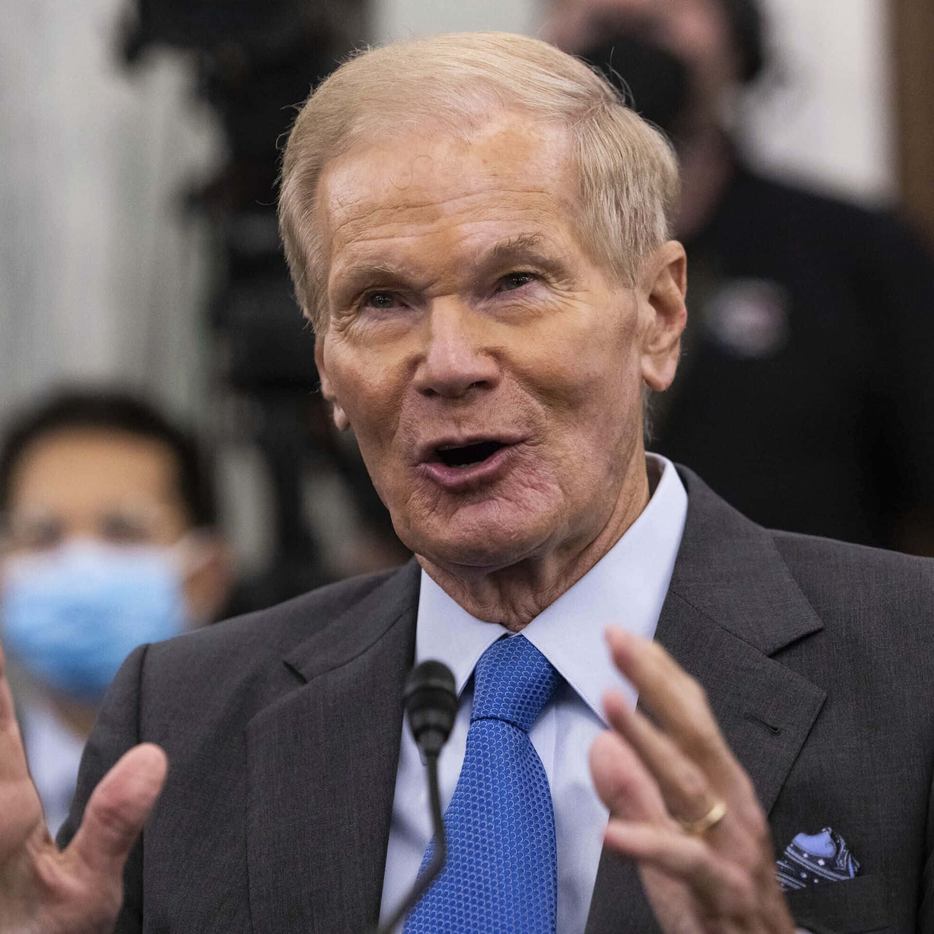 Bill Nelson, dark suit, blue tie, Full HD Desktop Wallpaper