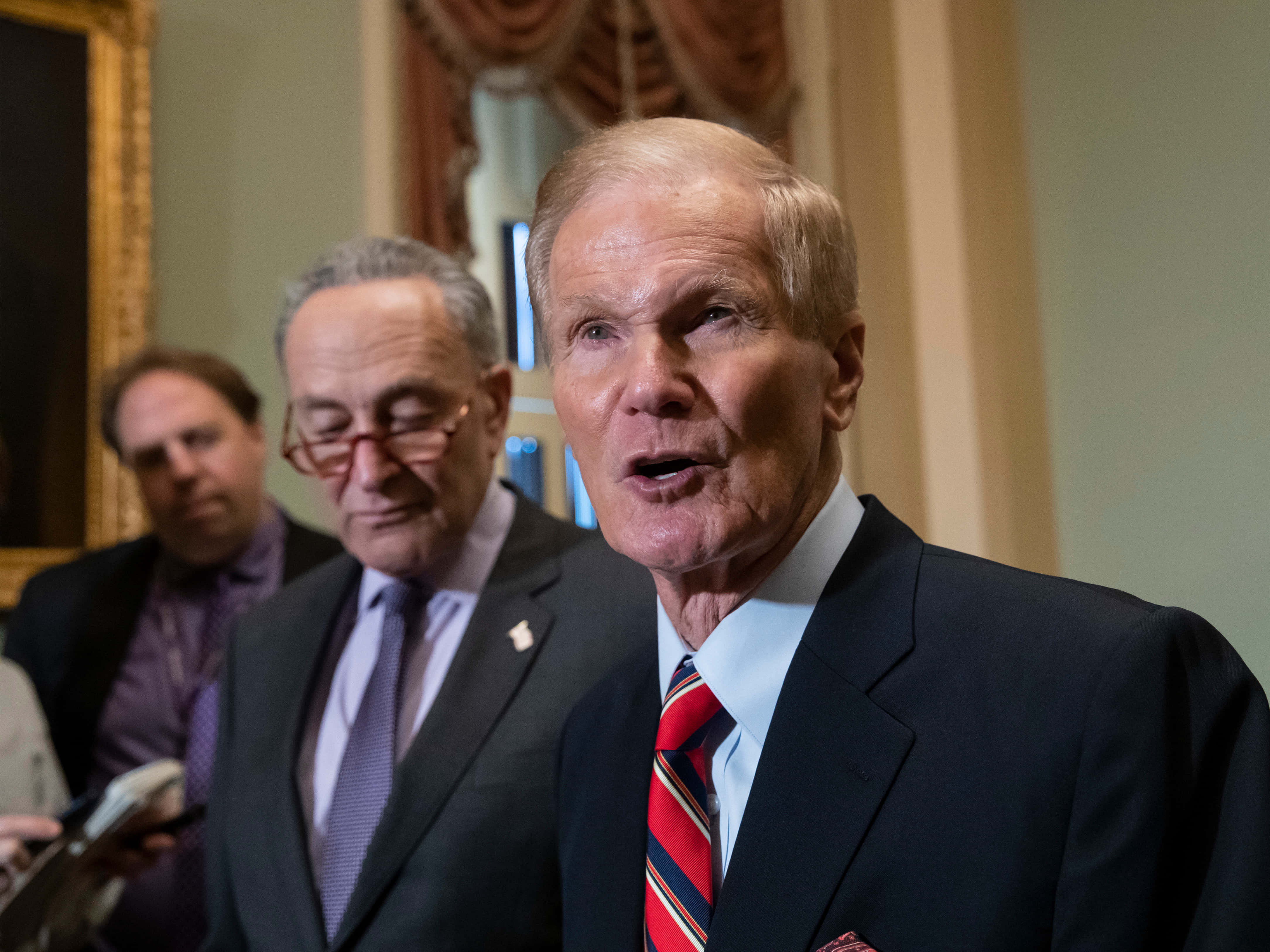 Bill Nelson, black suit, red tie, 4K Desktop Wallpaper