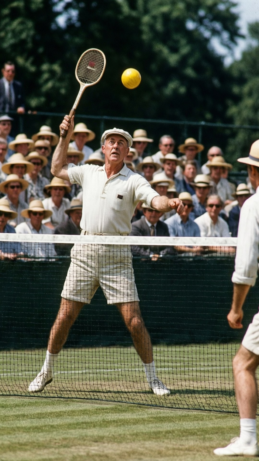 Bill Tilden, doubles, volleying at the net, Full HD Phone Wallpaper