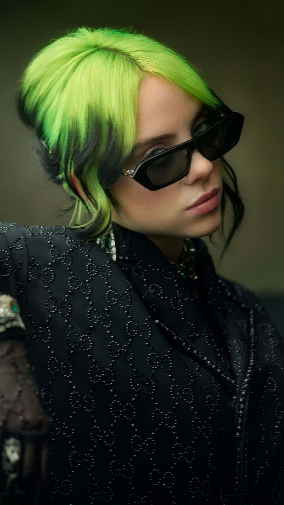 Billie Eilish, 2021, vibrant green hair, HD Phone Wallpaper