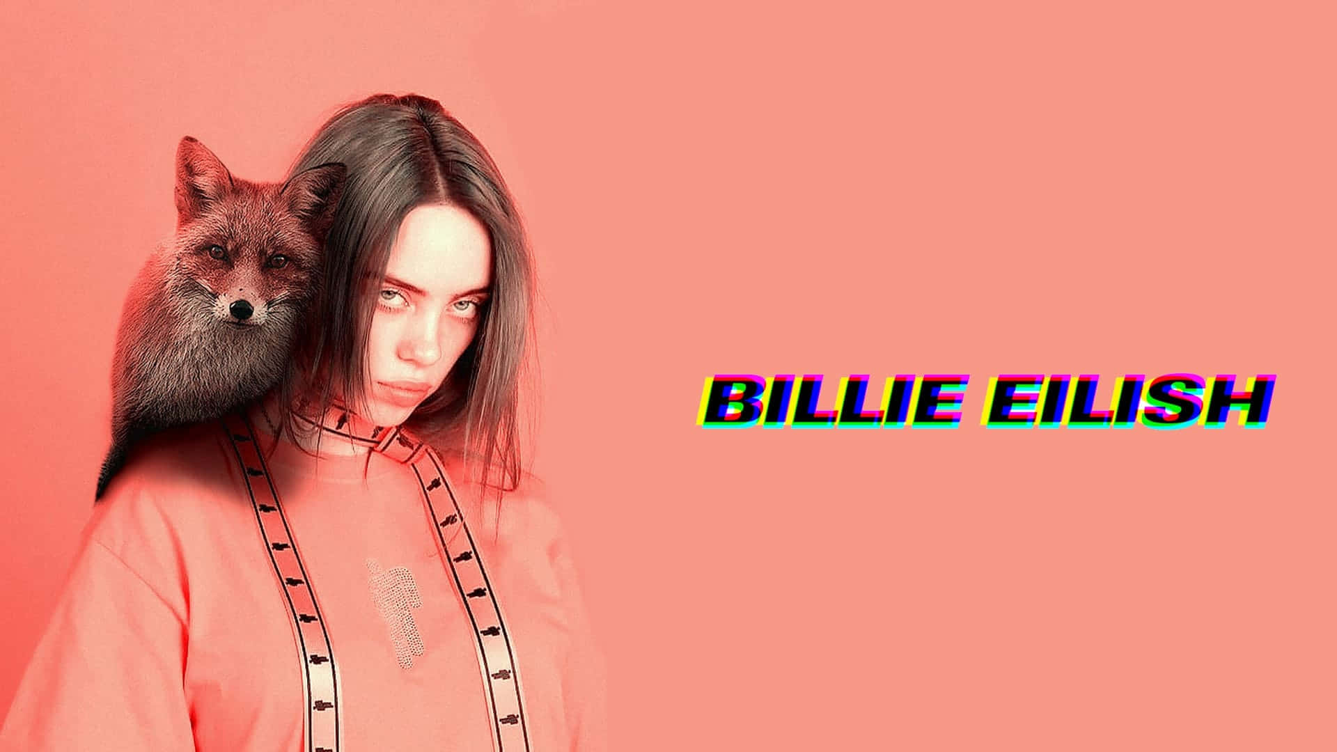 Billie Eilish 2021, fox, pink background, Full HD Desktop Wallpaper