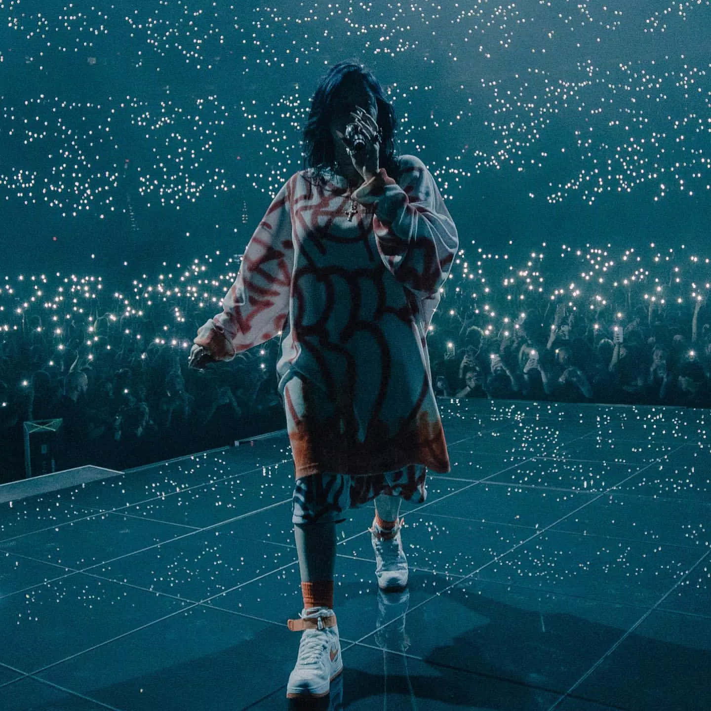 Billie Eilish, 2021, reflective stage, HD Desktop Wallpaper