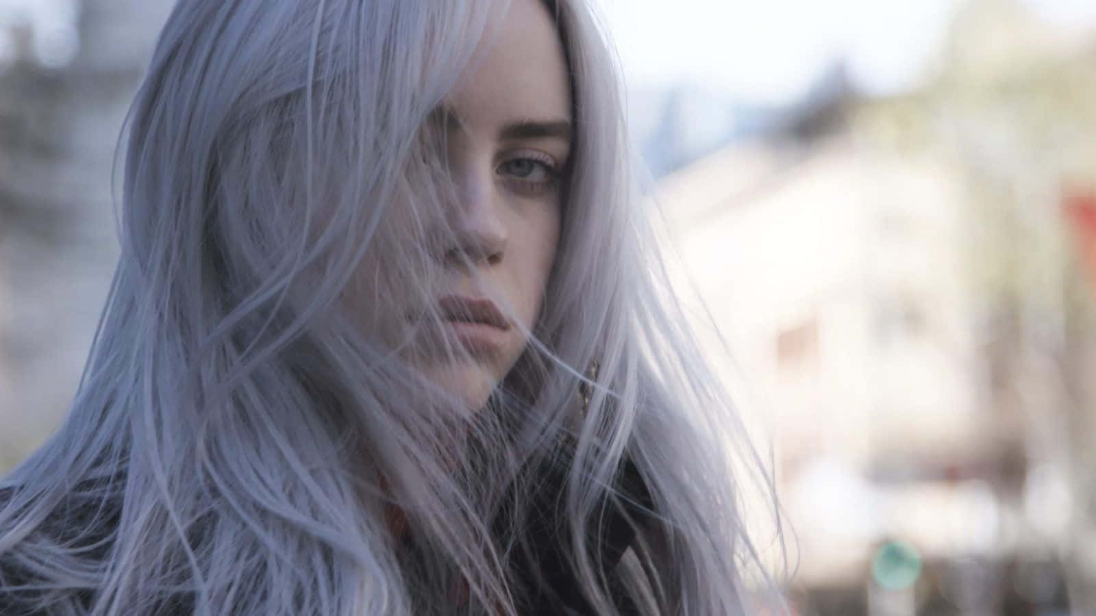 Billie Eilish, laptop, silver hair, HD Desktop Wallpaper