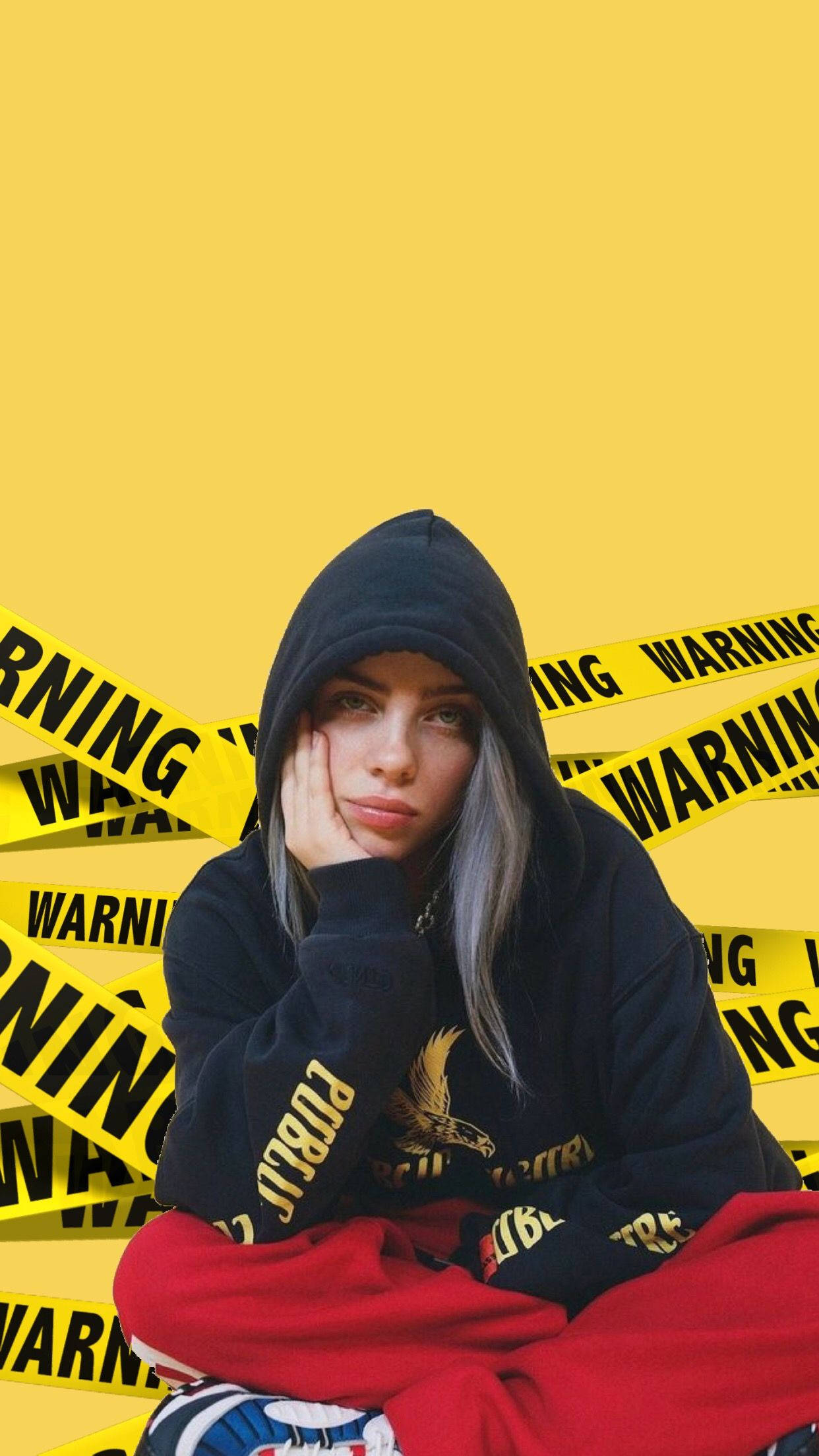Billie Eilish, black hoodie, red pants, Full HD Phone Wallpaper