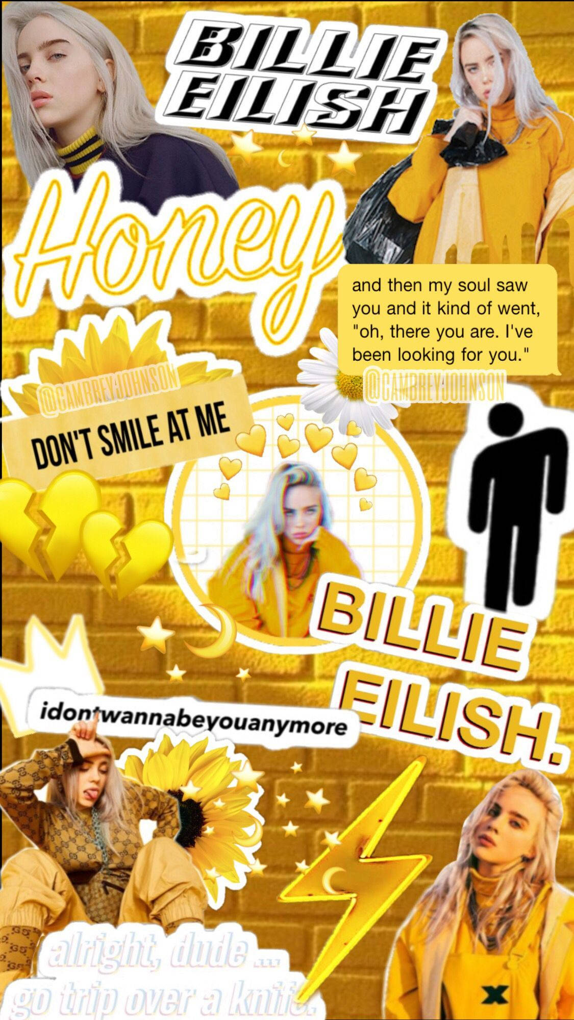 Billie Eilish, yellow, sunflower graphics, Full HD Phone Wallpaper