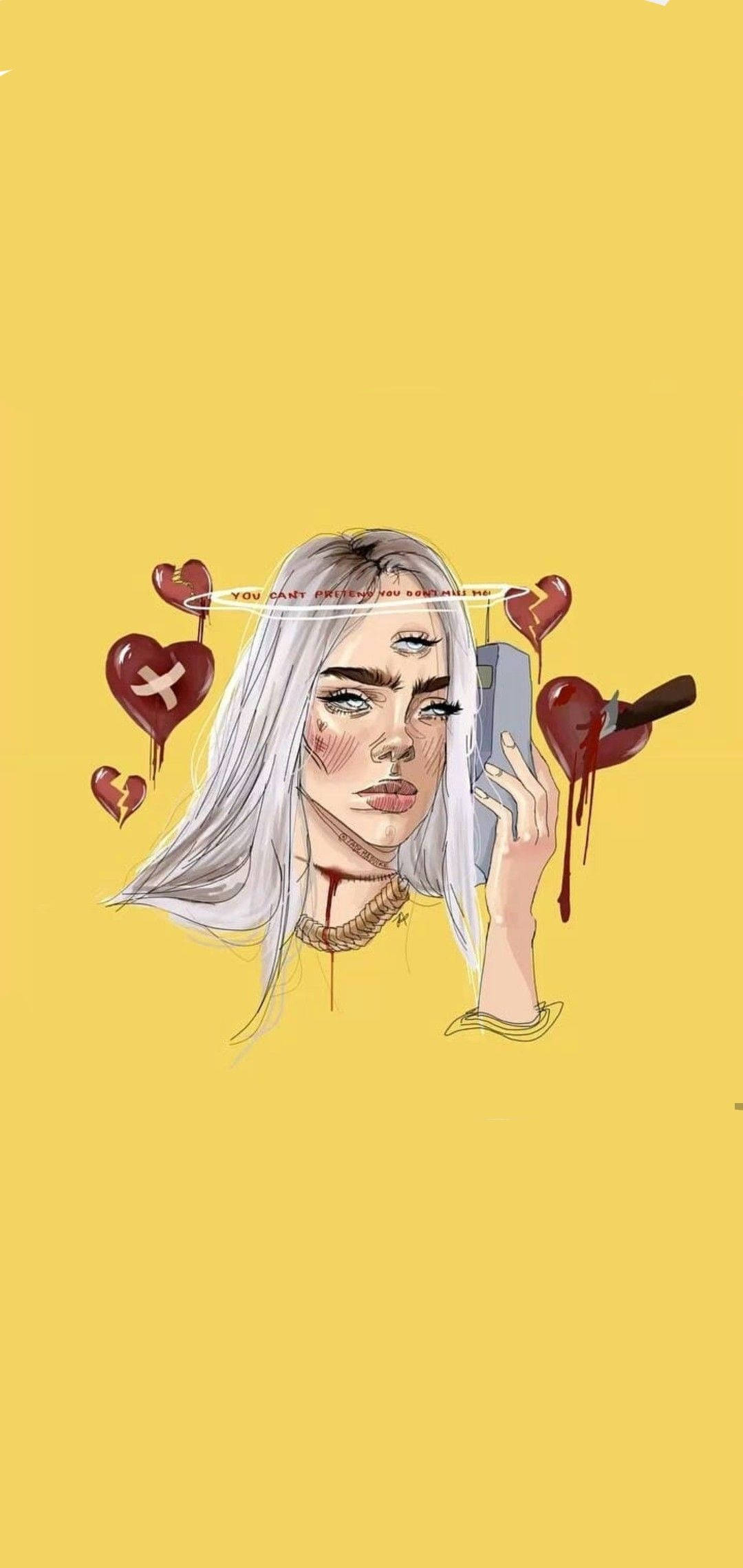 Billie Eilish, white hair, phone, Full HD Phone Wallpaper