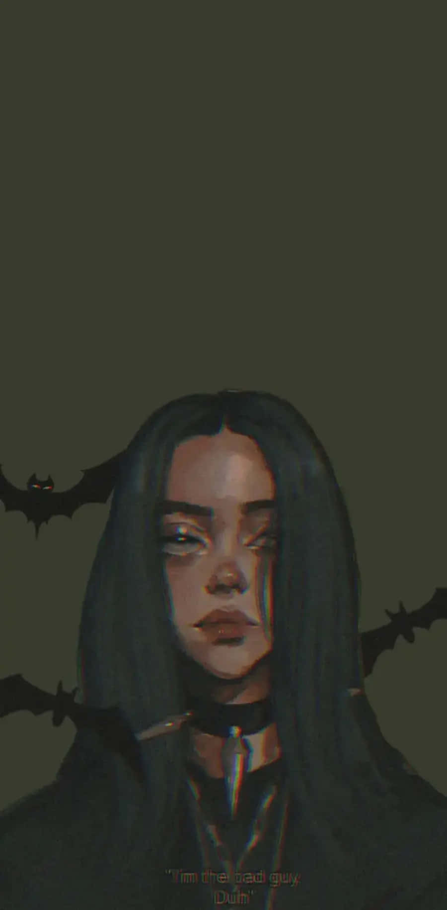 Billie Eilish, gothic artwork, long black hair, HD Phone Wallpaper