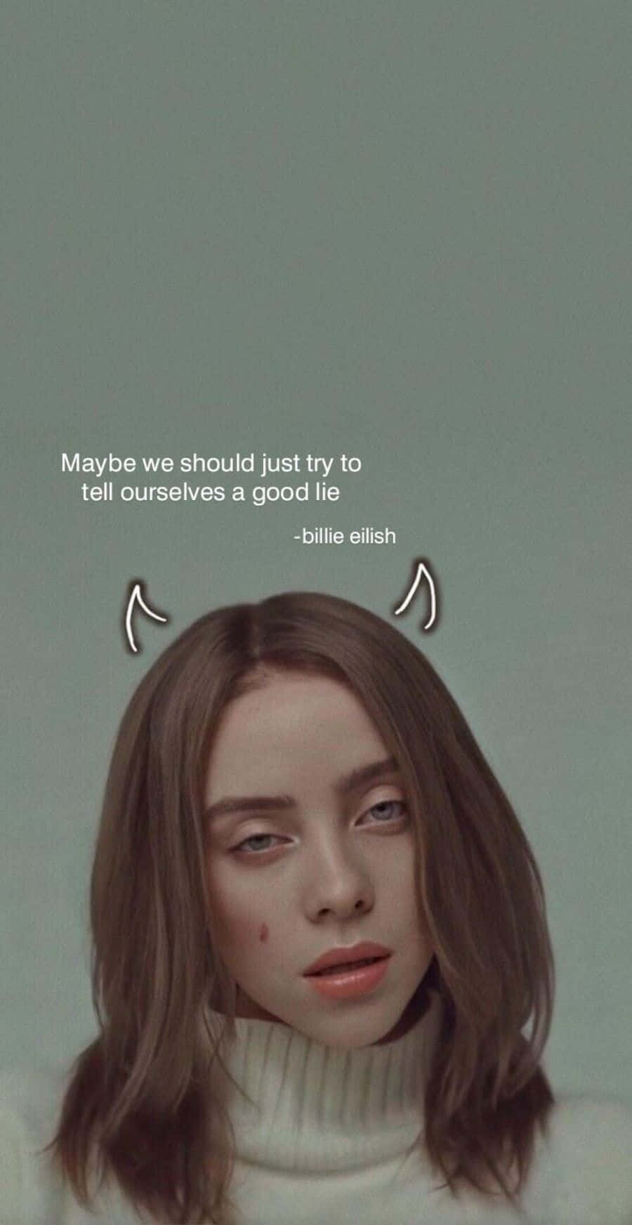 Billie Eilish, white turtleneck, muted green background, HD Phone Wallpaper