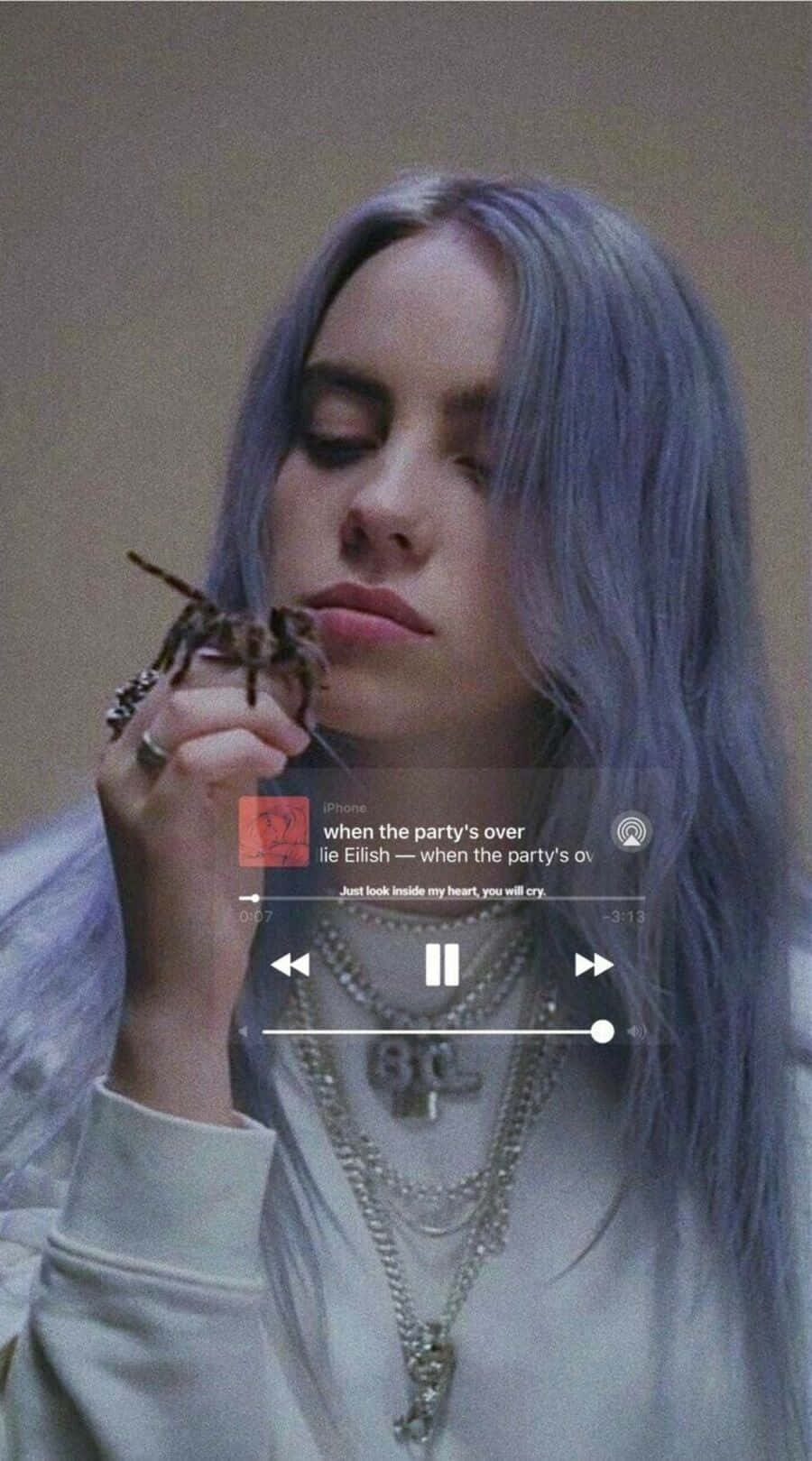 Billie Eilish, tarantula, music player overlay, HD Phone Wallpaper