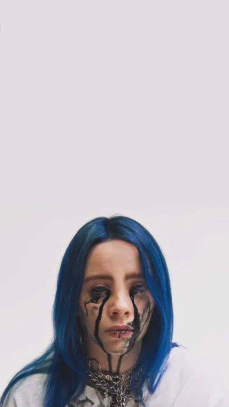 Billie Eilish, blue hair, black tear-like makeup streaks, HD Phone Wallpaper