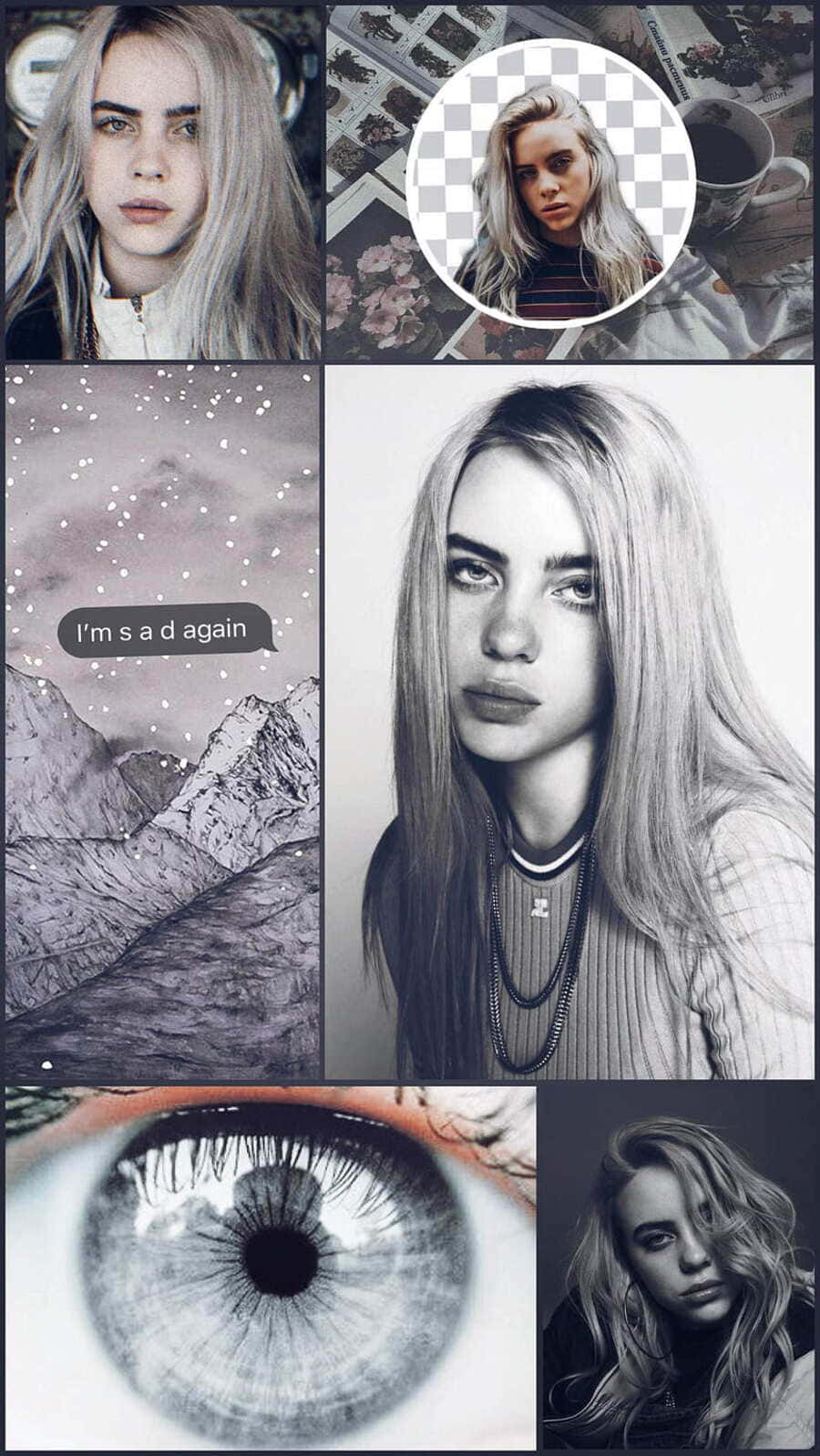 Billie Eilish, sad mood, collage, HD Phone Wallpaper