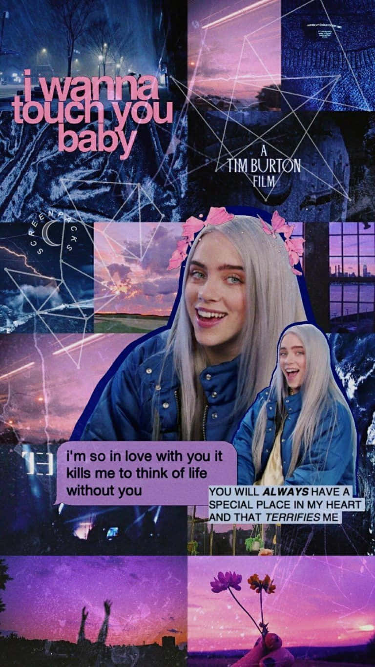 Billie Eilish, purple, pink floral accents, HD Phone Wallpaper