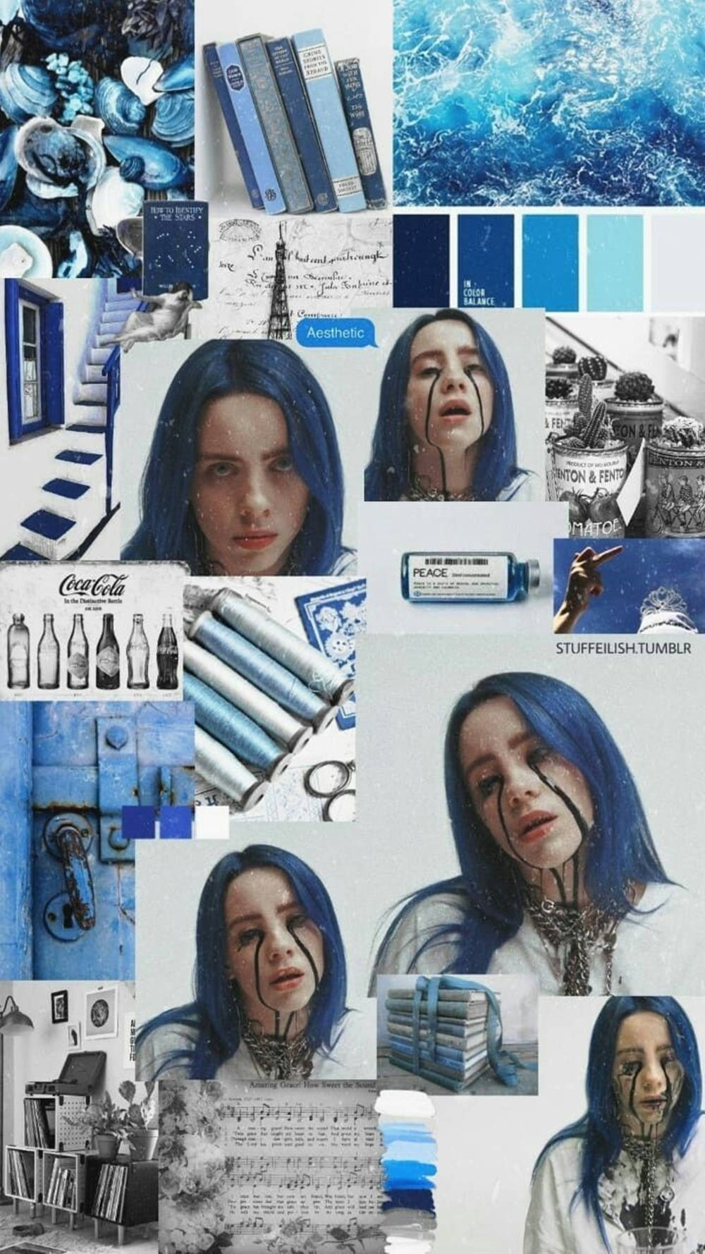 Billie Eilish, blue, white, HD Phone Wallpaper