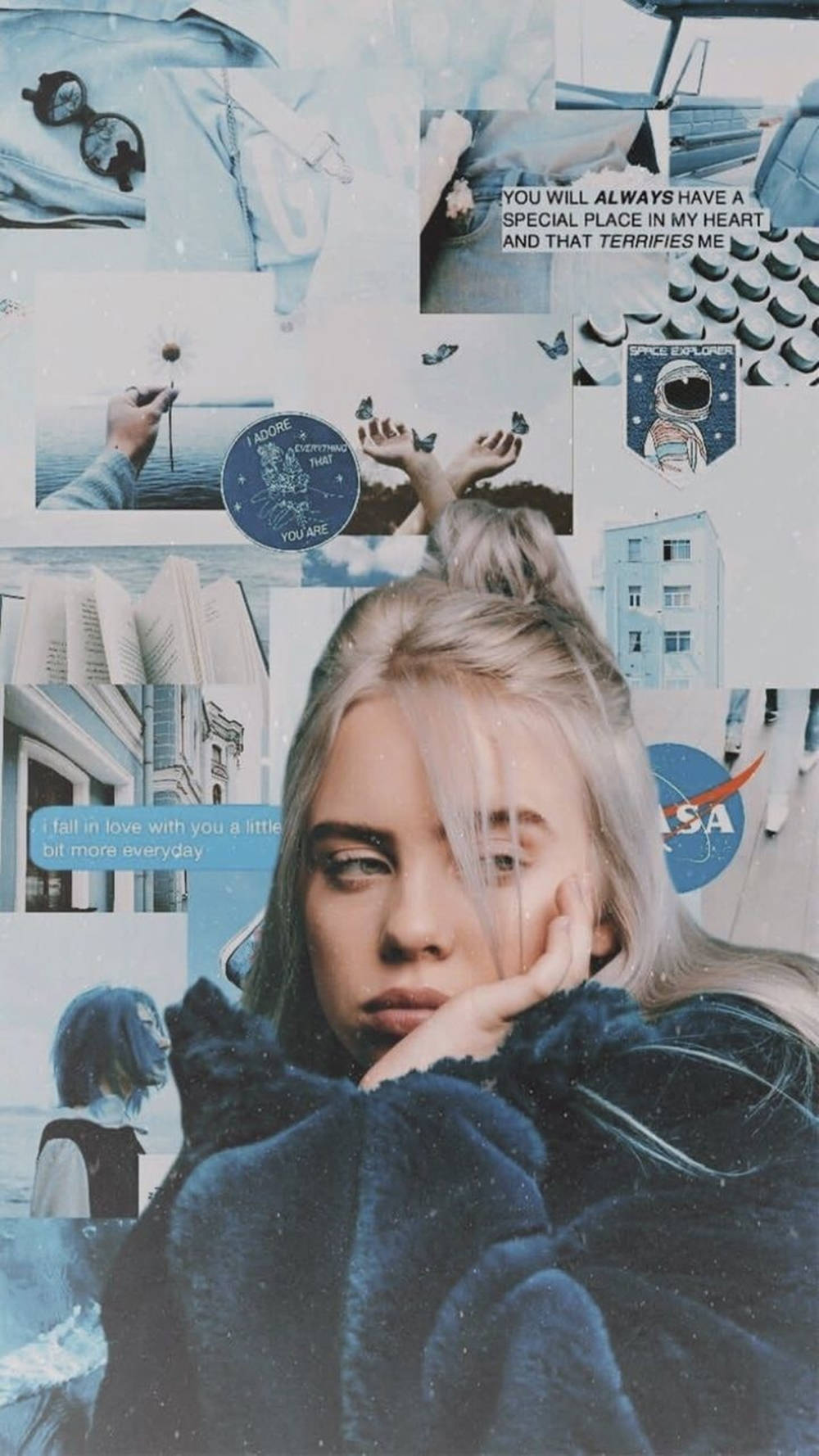 Billie Eilish, blue, Tumblr aesthetic, HD Phone Wallpaper