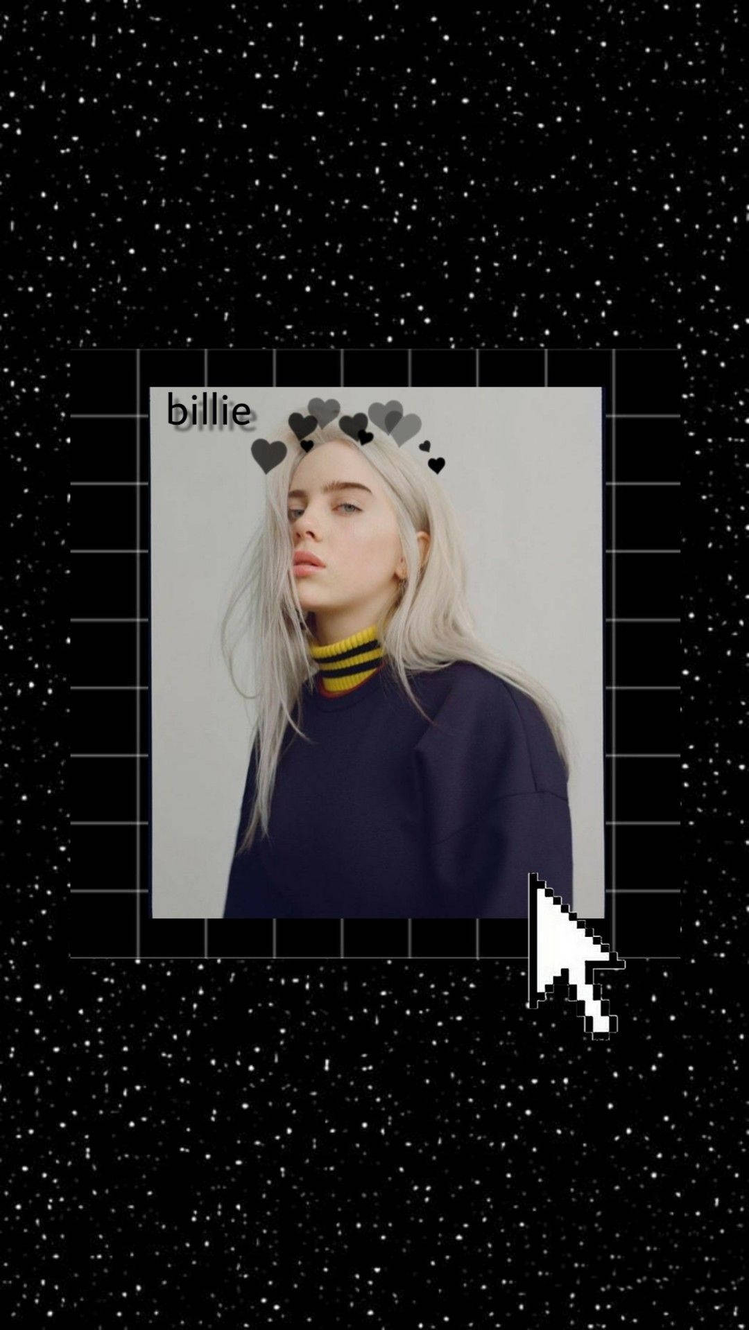 Billie Eilish, starry sky, black background, HD Phone Wallpaper