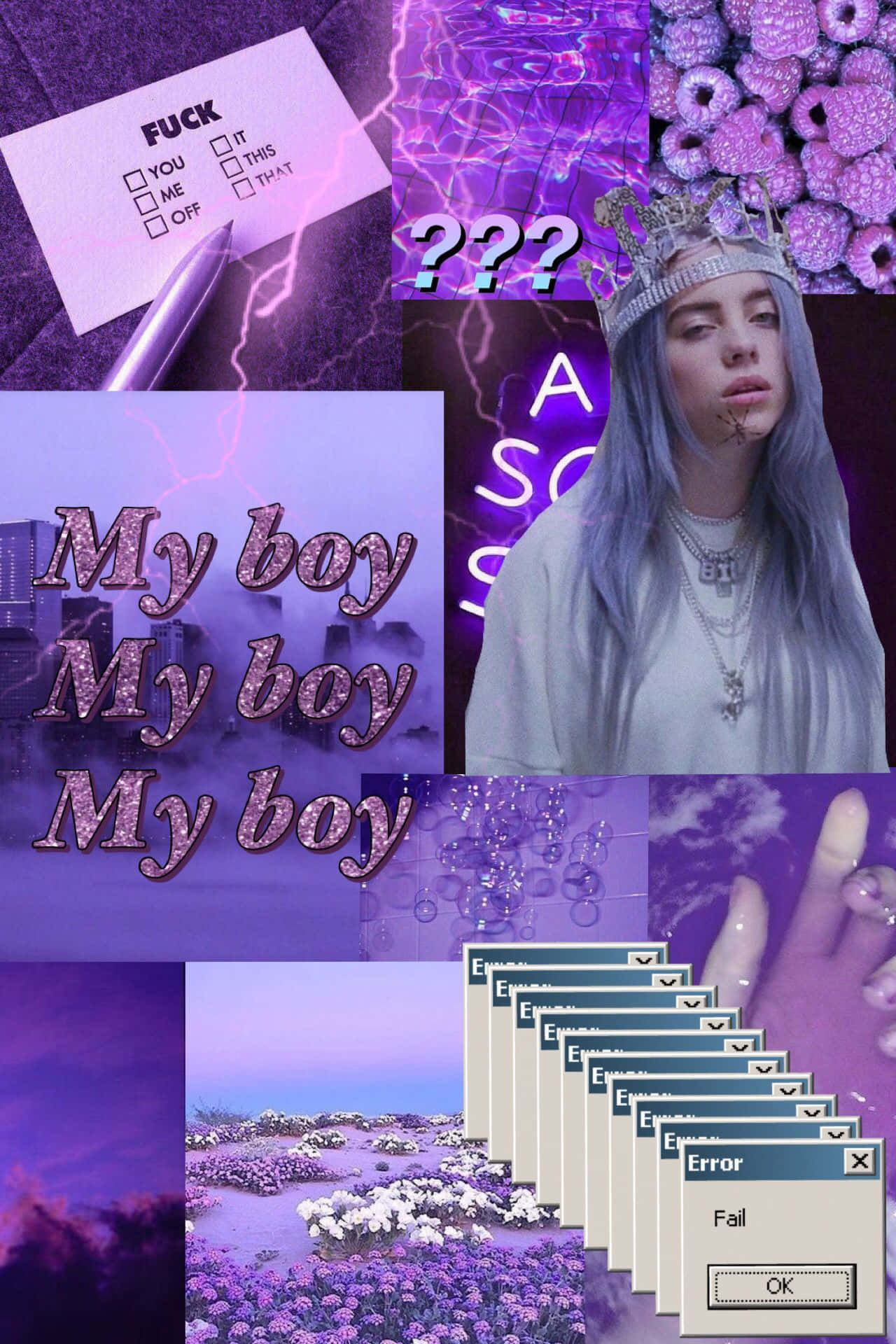 Billie Eilish, purple, crown of daisies, Full HD Phone Wallpaper