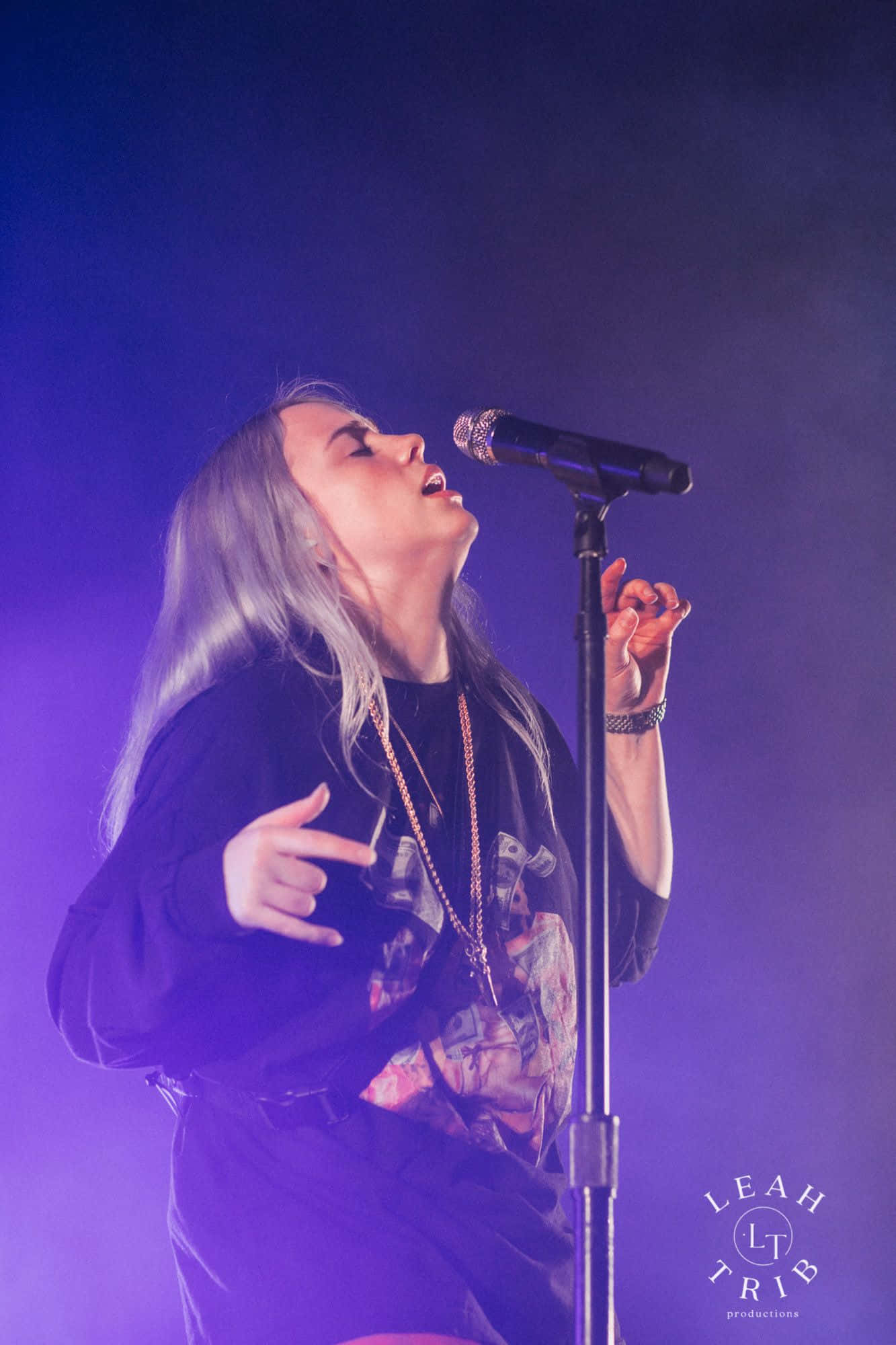 Billie Eilish, purple, vibrant purple stage lights, Full HD Phone Wallpaper